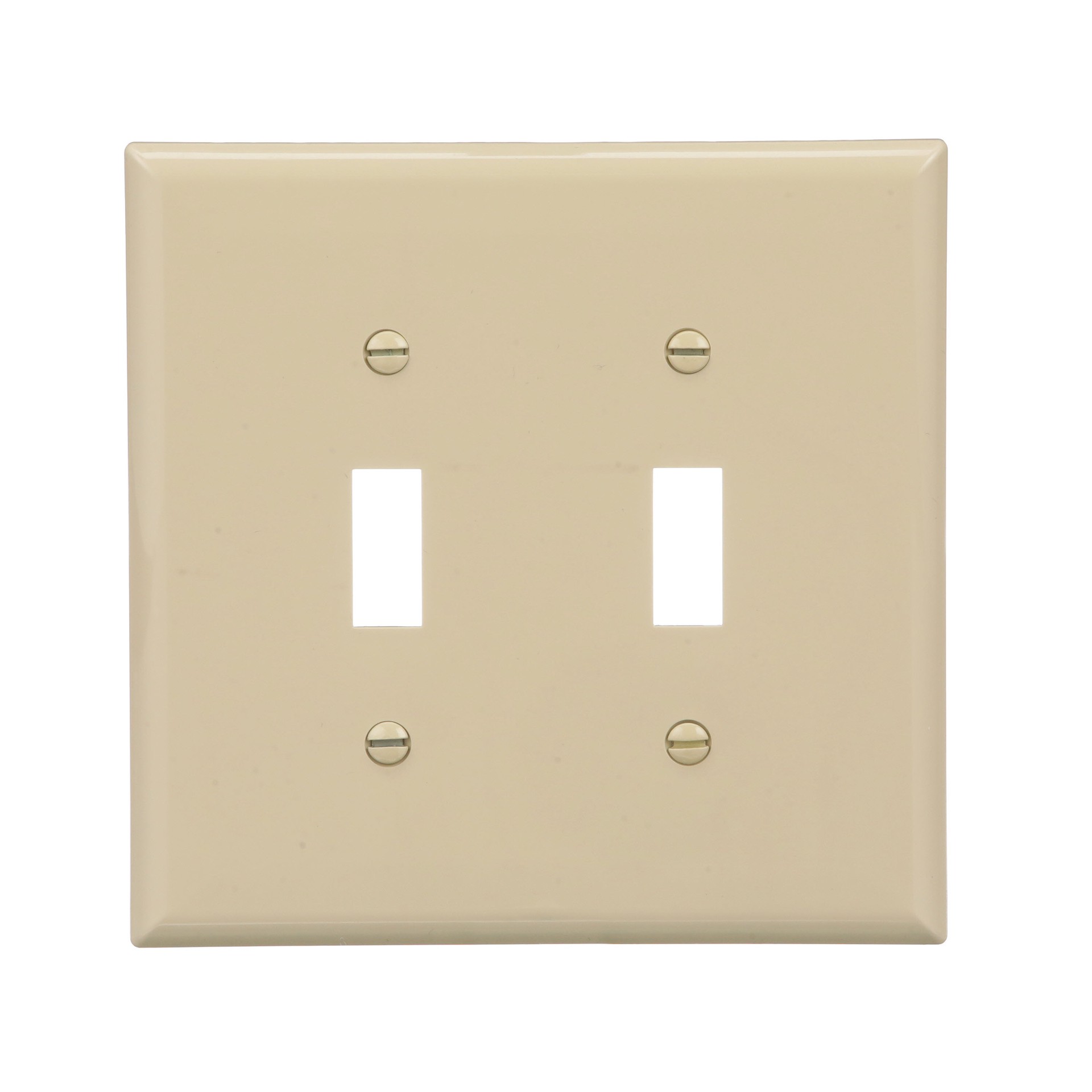 slide 1 of 6, 2 -Gang Midsize Size Ivory Polycarbonate Indoor Toggle Wall Plate, 1 ct