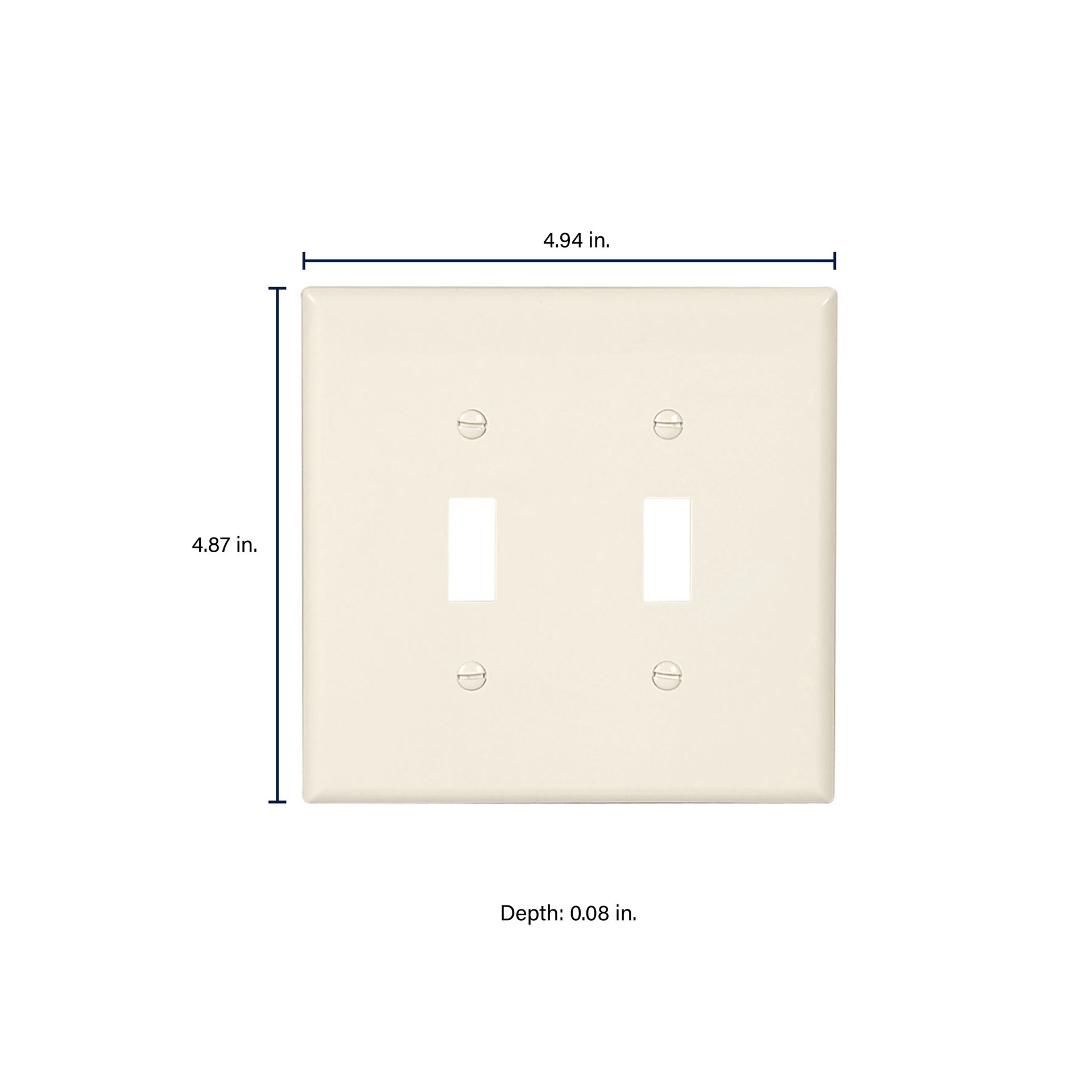 slide 2 of 6, 2 -Gang Midsize Size Light almond Polycarbonate Indoor Toggle Wall Plate, 1 ct
