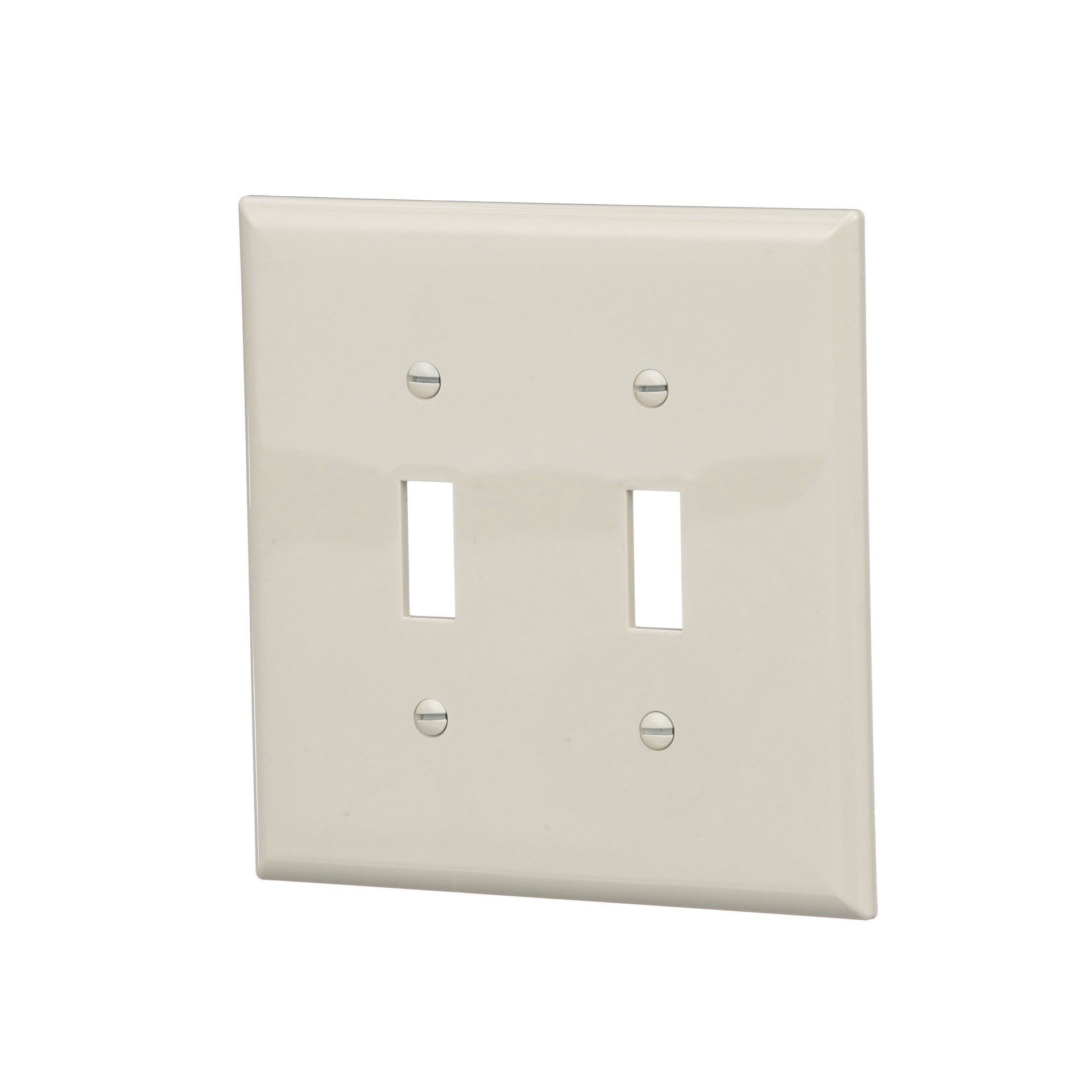 slide 3 of 6, 2 -Gang Midsize Size Light almond Polycarbonate Indoor Toggle Wall Plate, 1 ct