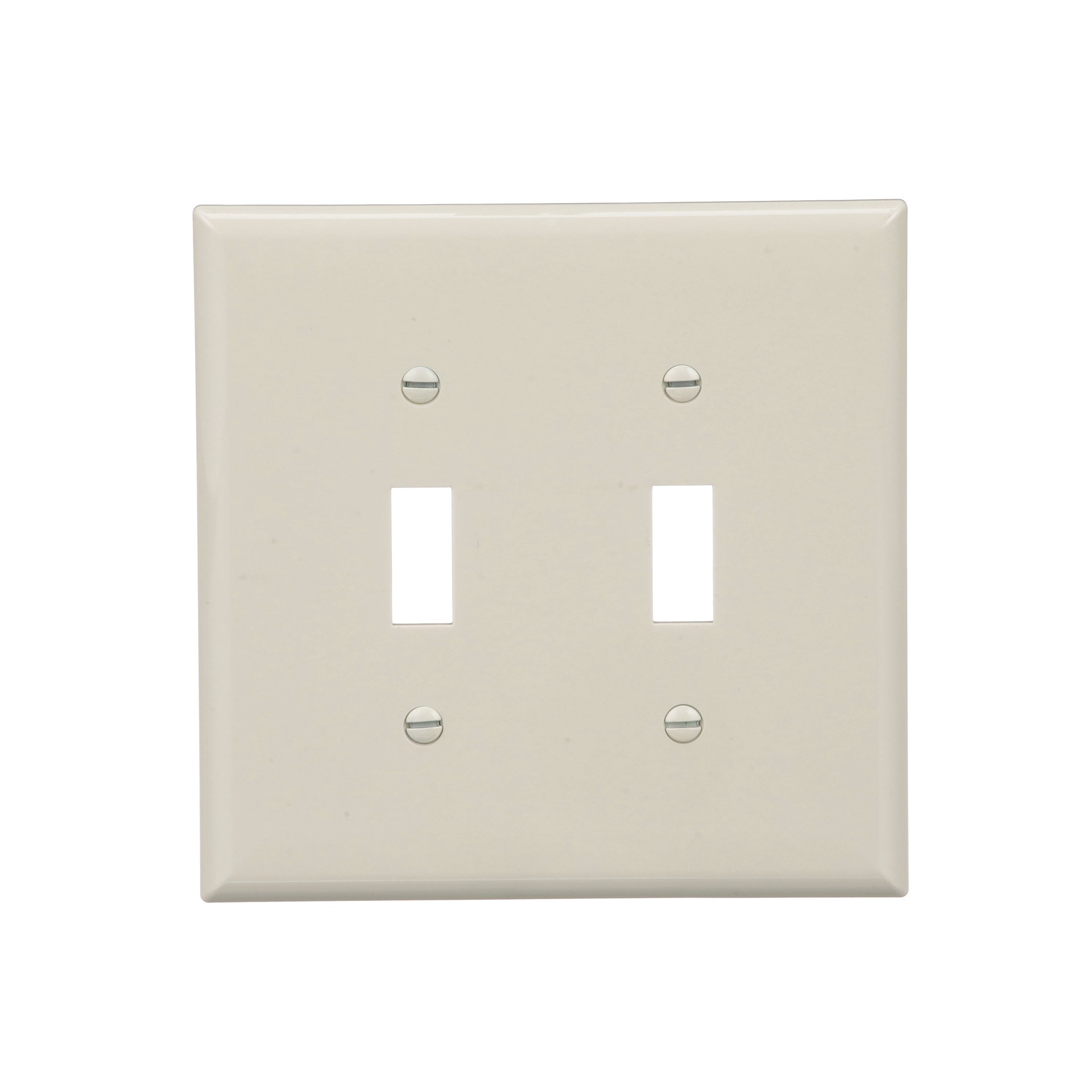 slide 1 of 6, 2 -Gang Midsize Size Light almond Polycarbonate Indoor Toggle Wall Plate, 1 ct