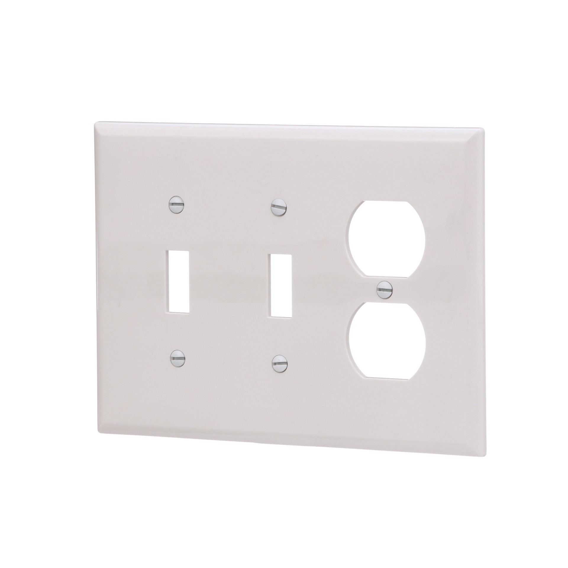 slide 3 of 6, Eaton 3 -Gang Midsize Size White Polycarbonate Indoor Toggle/Duplex Wall Plate, 1 ct
