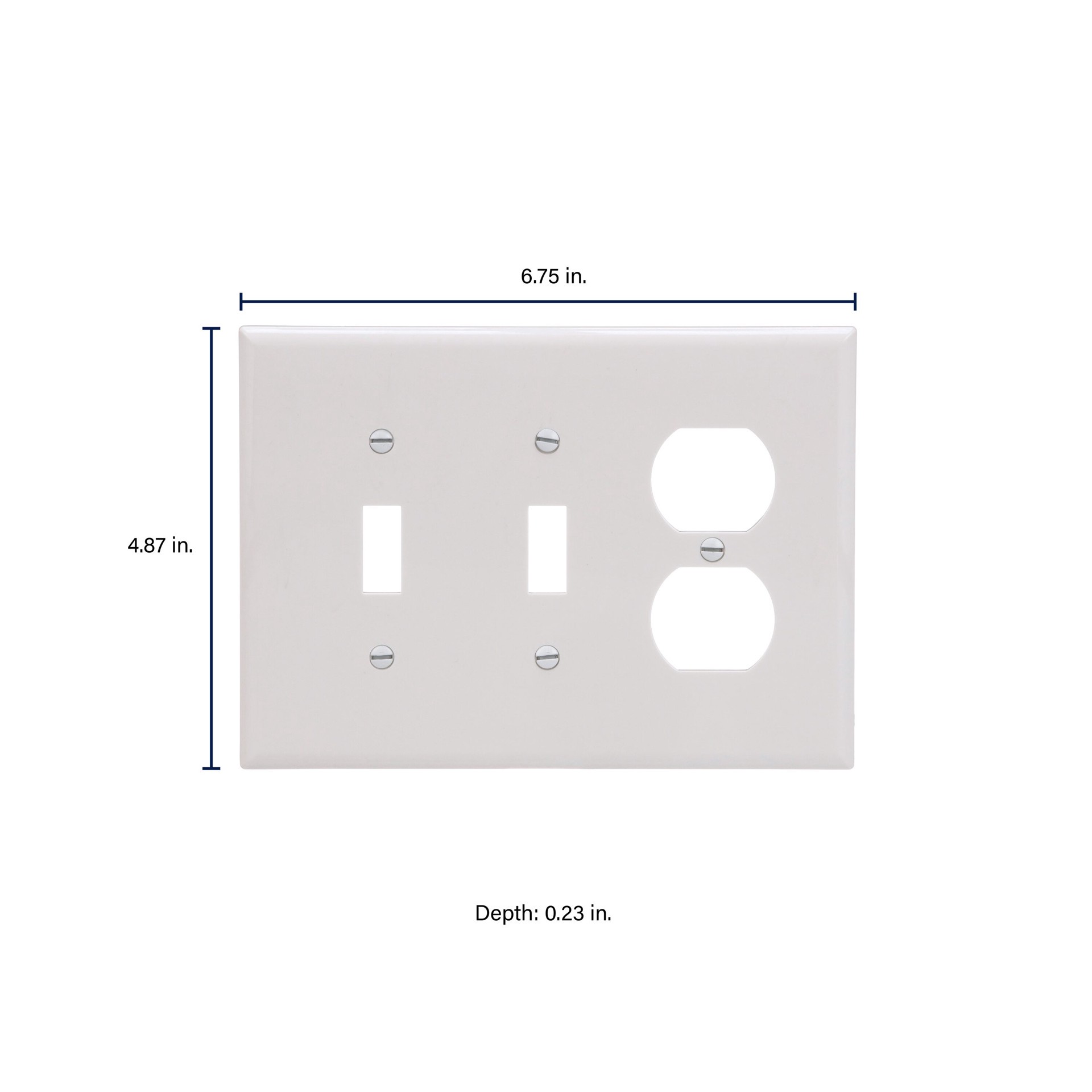 slide 2 of 6, Eaton 3 -Gang Midsize Size White Polycarbonate Indoor Toggle/Duplex Wall Plate, 1 ct