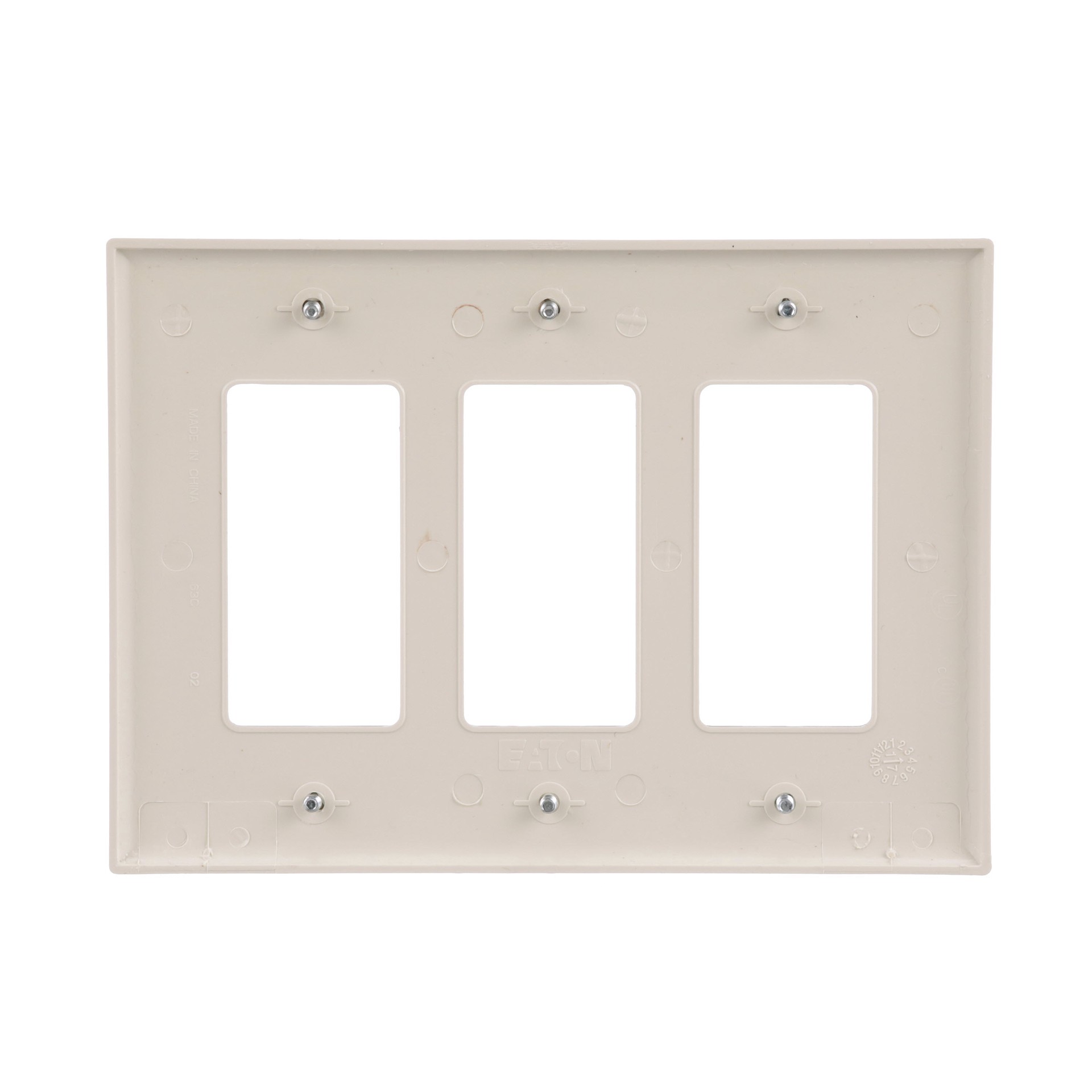 slide 4 of 6, Eaton 3 -Gang Midsize Size Light almond Polycarbonate Indoor Decorator Wall Plate, 1 ct