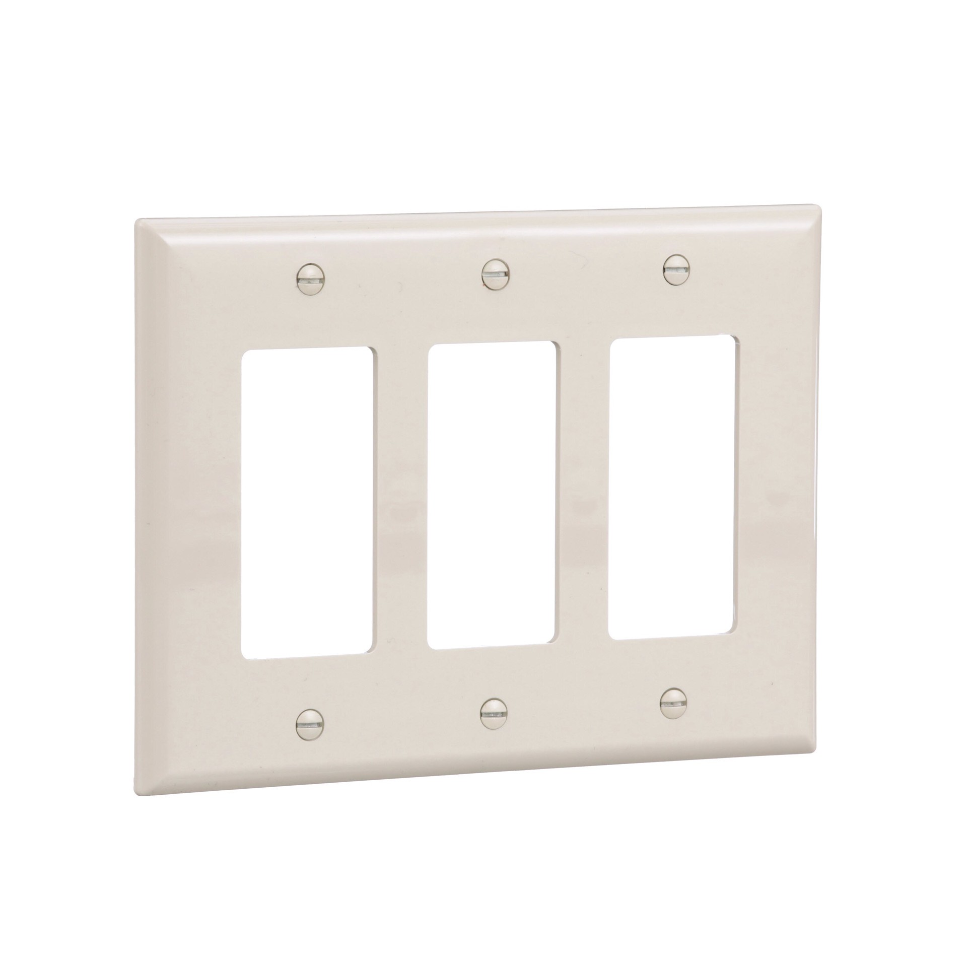 slide 6 of 6, Eaton 3 -Gang Midsize Size Light almond Polycarbonate Indoor Decorator Wall Plate, 1 ct