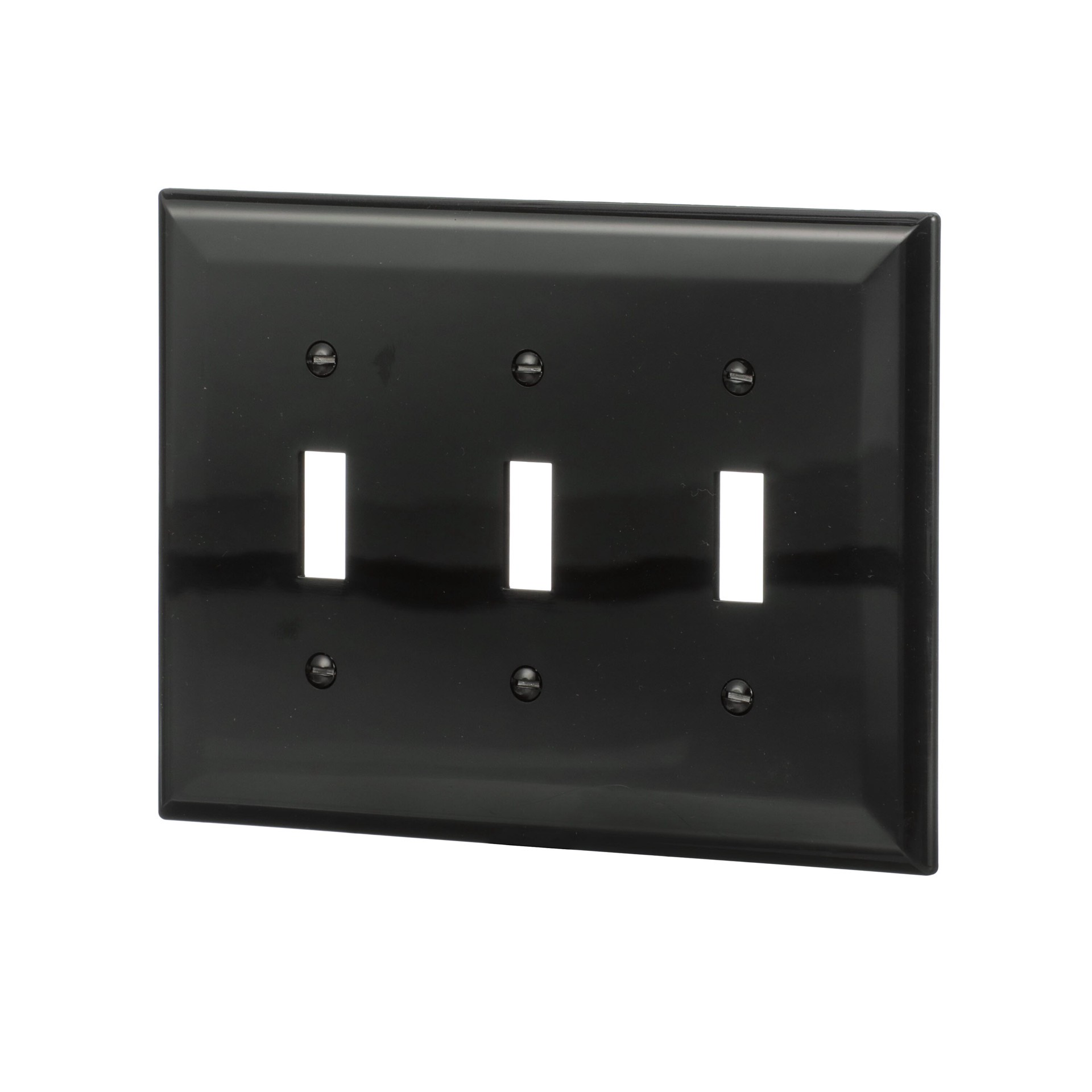 slide 3 of 6, Eaton 3 -Gang Midsize Size Black Polycarbonate Indoor Toggle Wall Plate, 1 ct