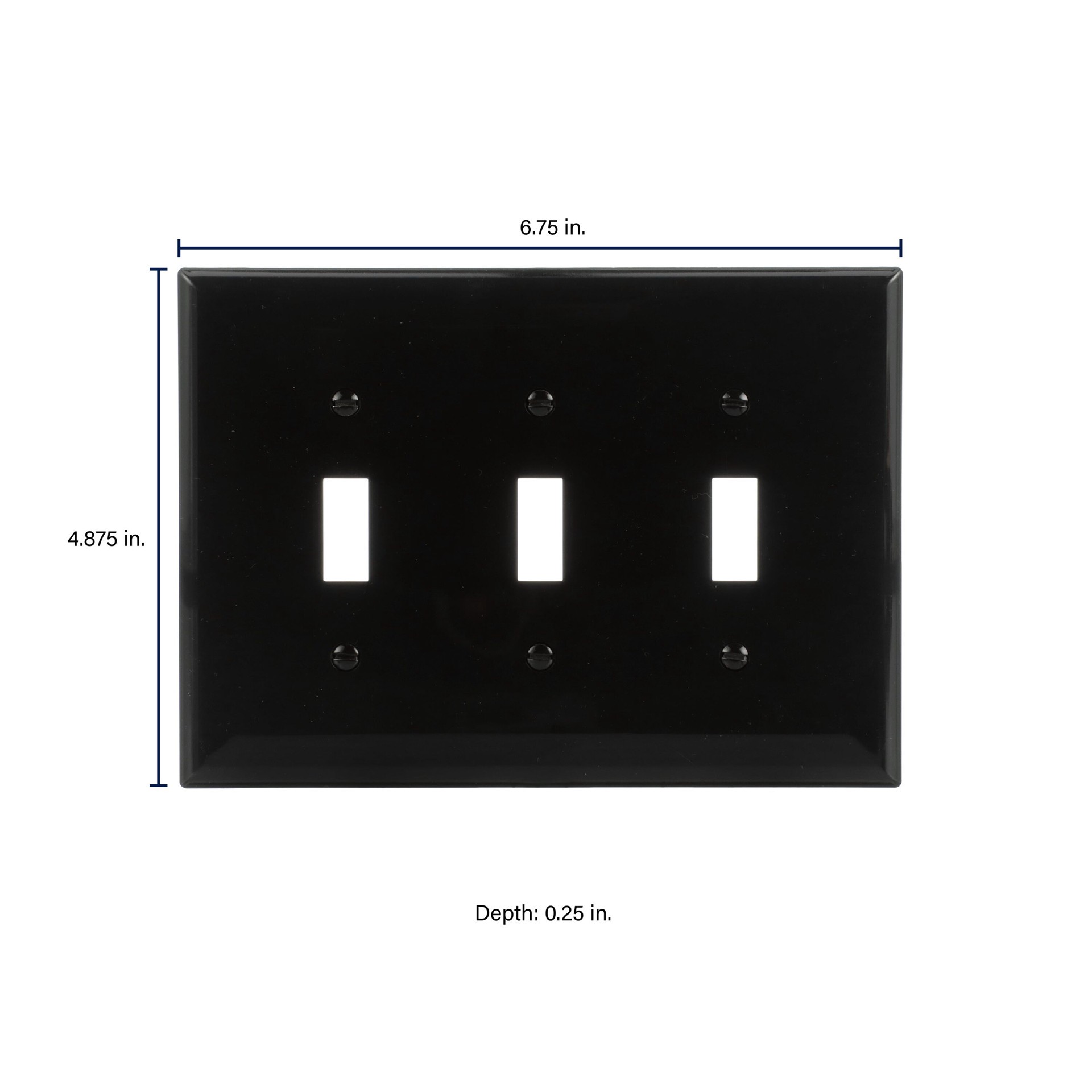 slide 2 of 6, Eaton 3 -Gang Midsize Size Black Polycarbonate Indoor Toggle Wall Plate, 1 ct
