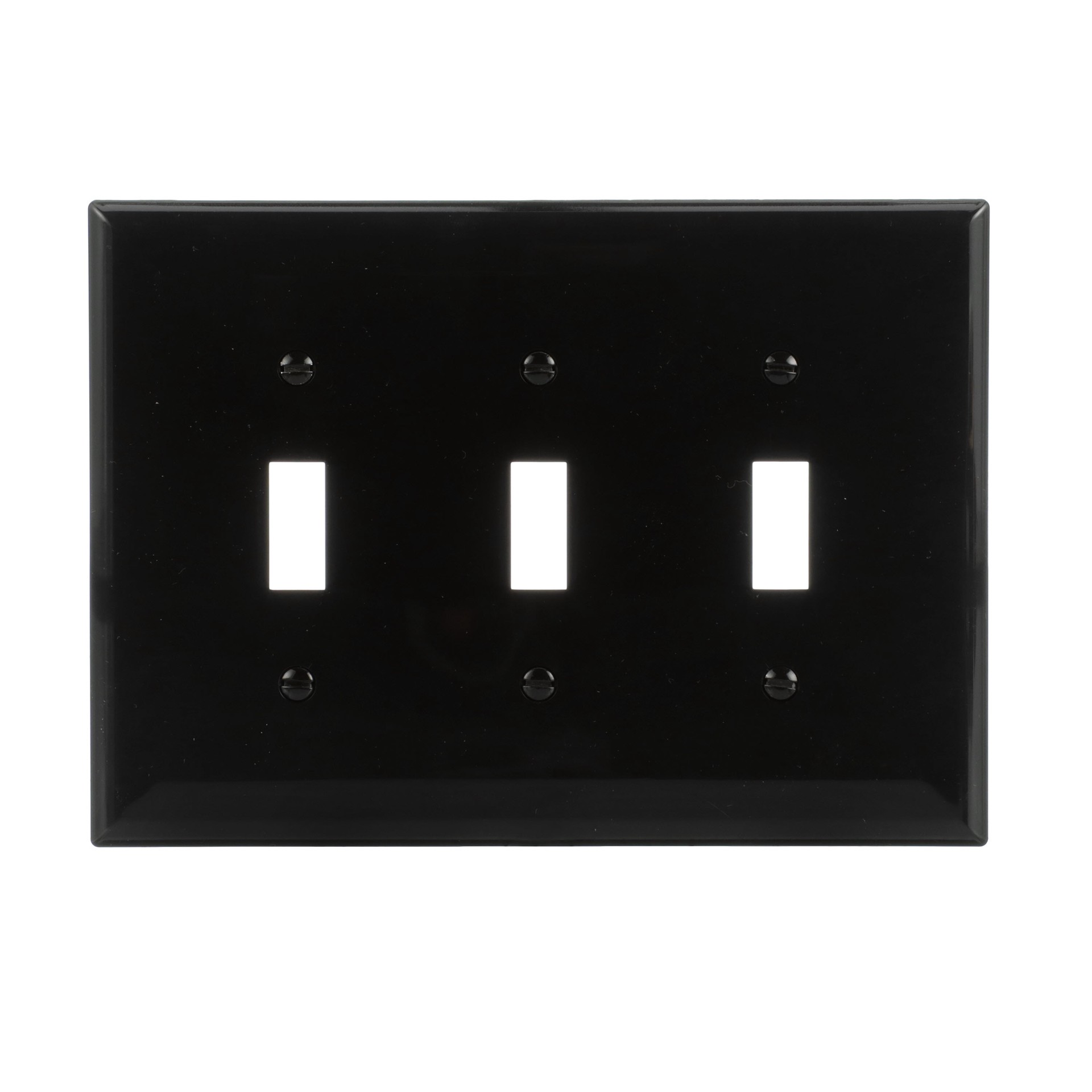slide 1 of 6, Eaton 3 -Gang Midsize Size Black Polycarbonate Indoor Toggle Wall Plate, 1 ct
