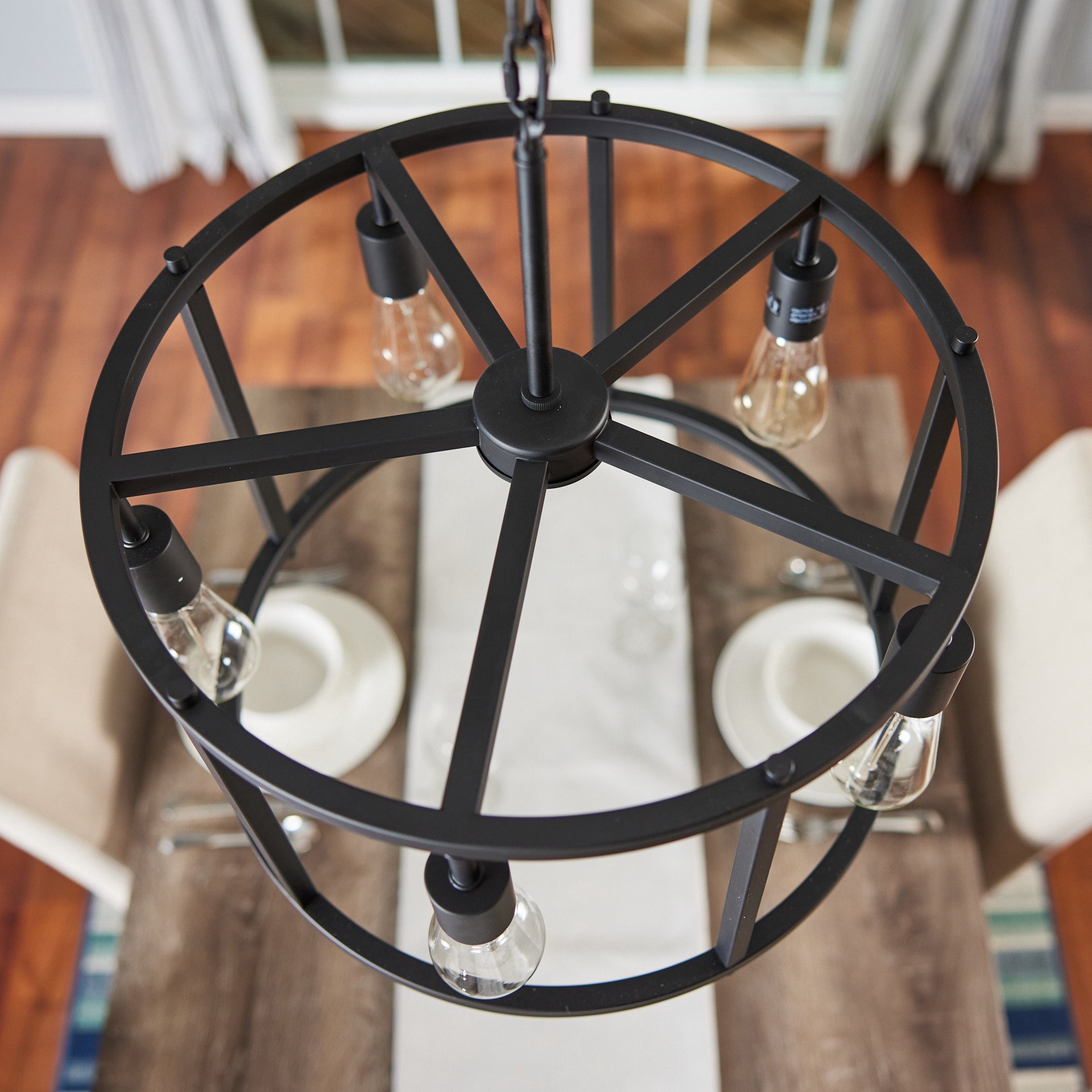 slide 2 of 6, Quoizel Wolfeboro 5 -Light Matte black Industrial Drum Medium Hanging Pendant light, 1 ct