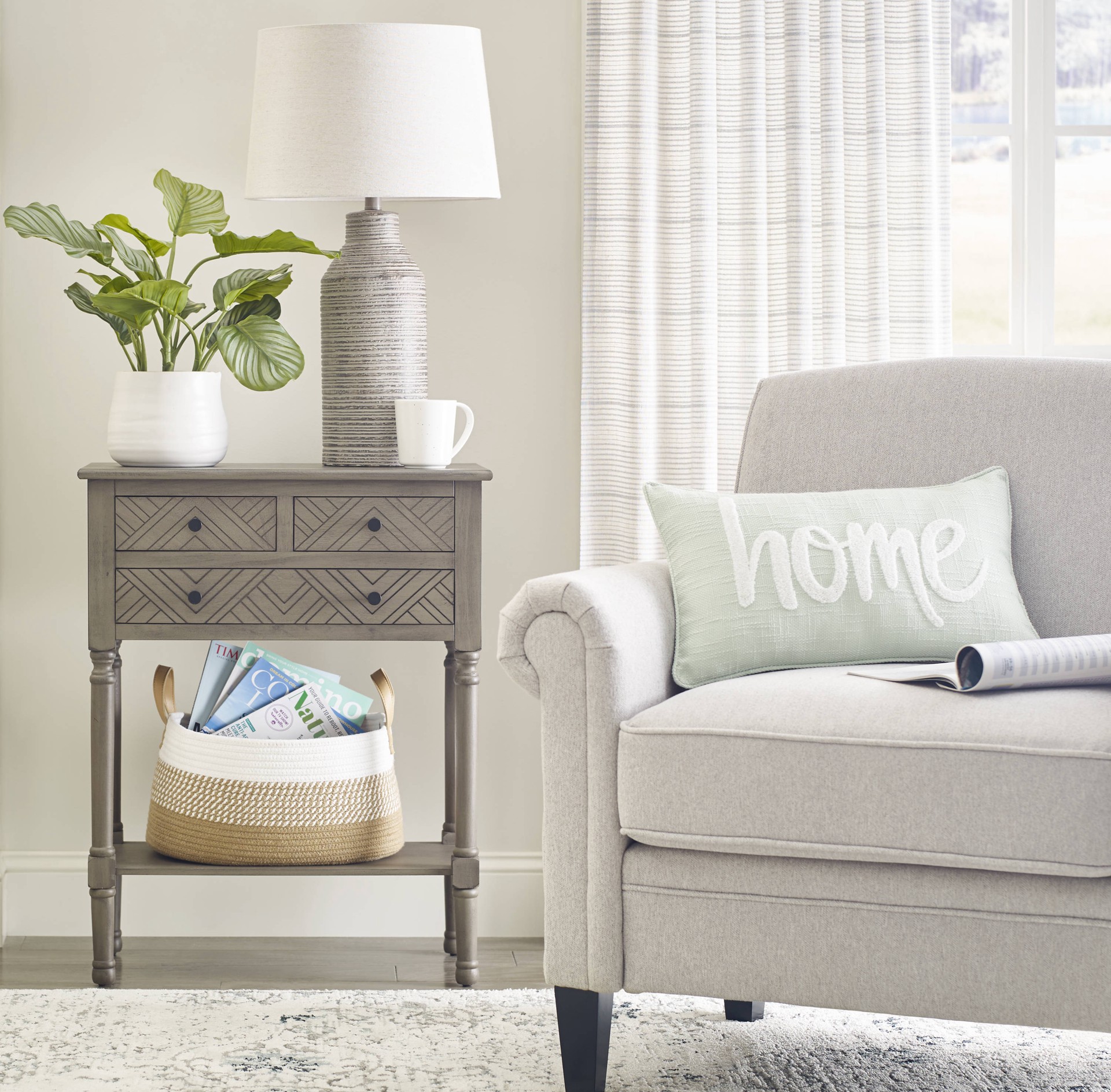 slide 2 of 6, allen + roth 19-in Green Indoor Desktop Calathea Artificial plant, 1 ct