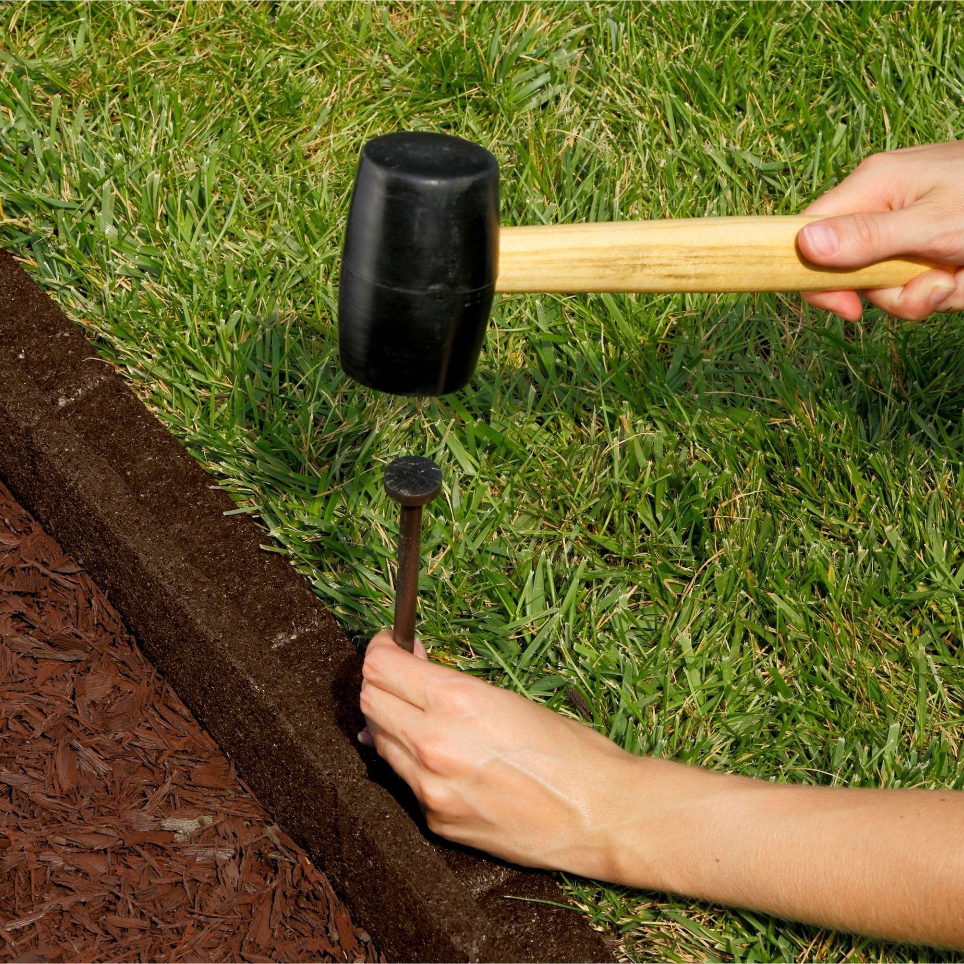 slide 4 of 6, Rubberific 4-ft x 3-in Brown Rubber Landscape edging section with stakes, 1 ct