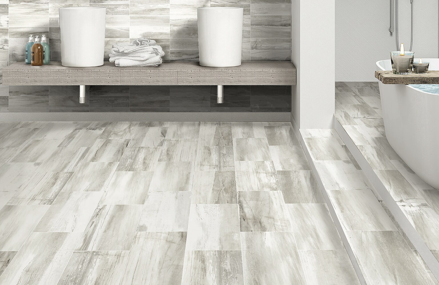 slide 6 of 6, allen + roth Water Falls River Rush 12-in x 24-in Glazed Porcelain Floor and Wall Tile ( 1.96-sq ft Piece ), 1 ct