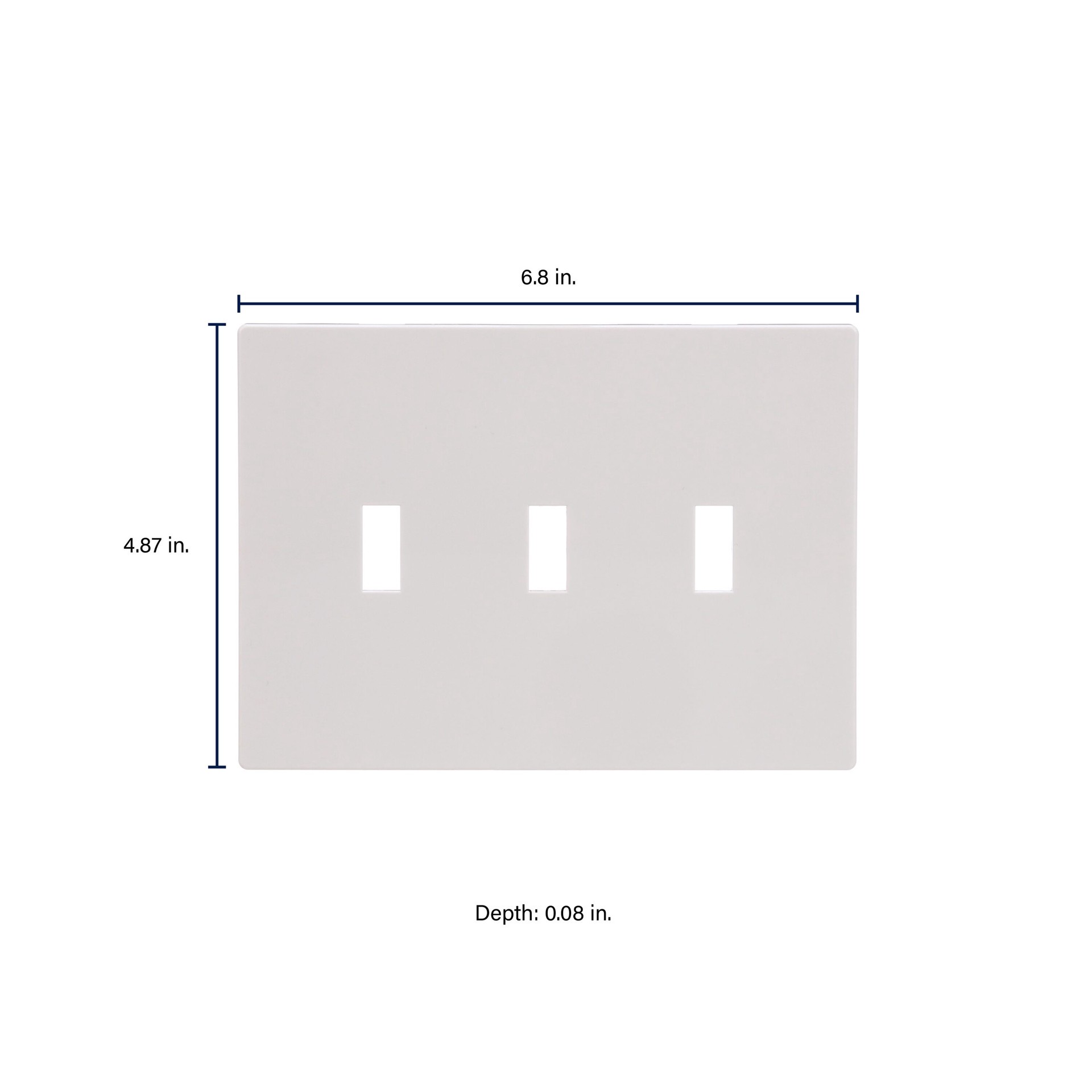 slide 2 of 6, Eaton 3 -Gang Midsize Size White Polycarbonate Indoor Screwless Toggle Wall Plate, 1 ct