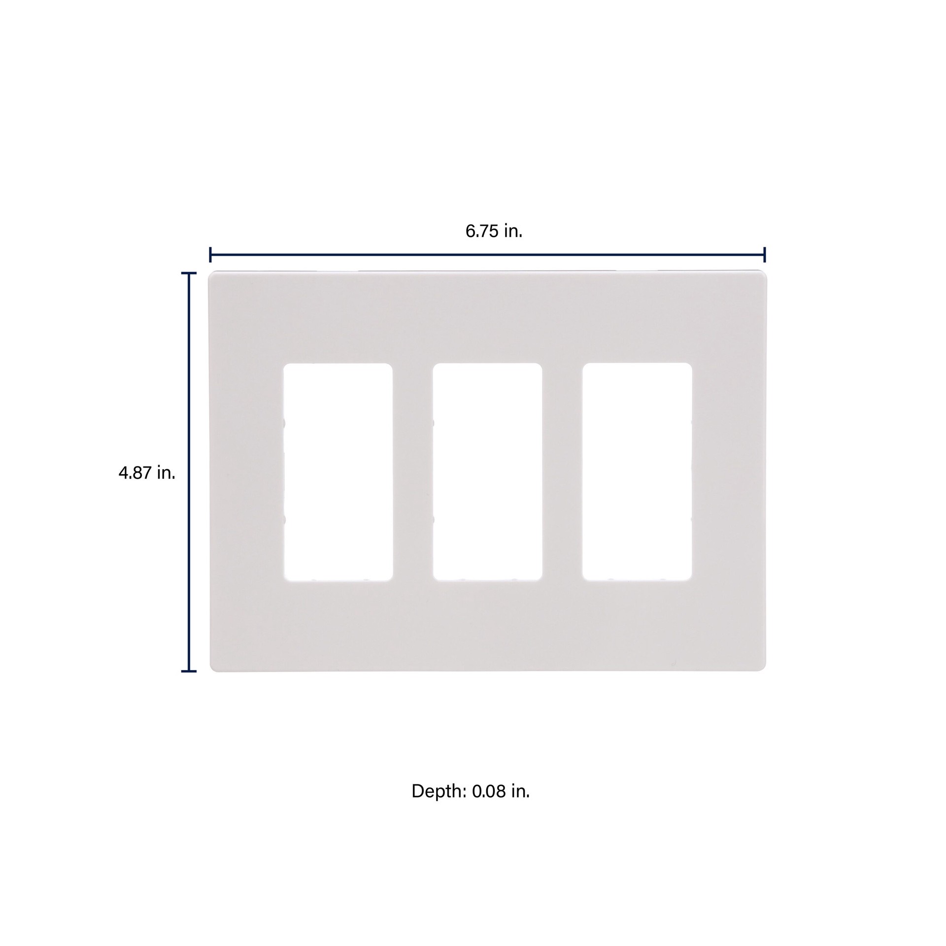 slide 2 of 6, Eaton 3 -Gang Midsize Size White Polycarbonate Indoor Screwless Decorator Wall Plate, 1 ct
