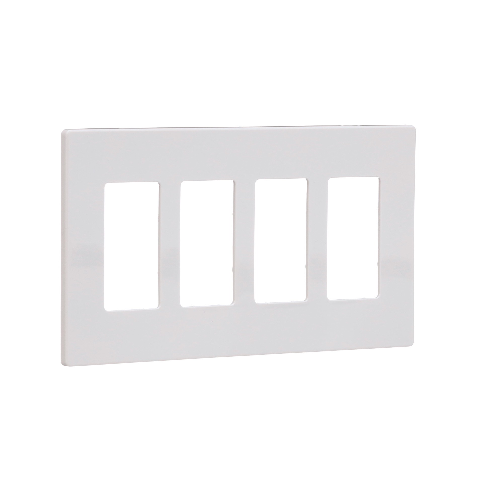 slide 6 of 6, Eaton 4 -Gang Midsize Size White Polycarbonate Indoor Screwless Decorator Wall Plate, 1 ct