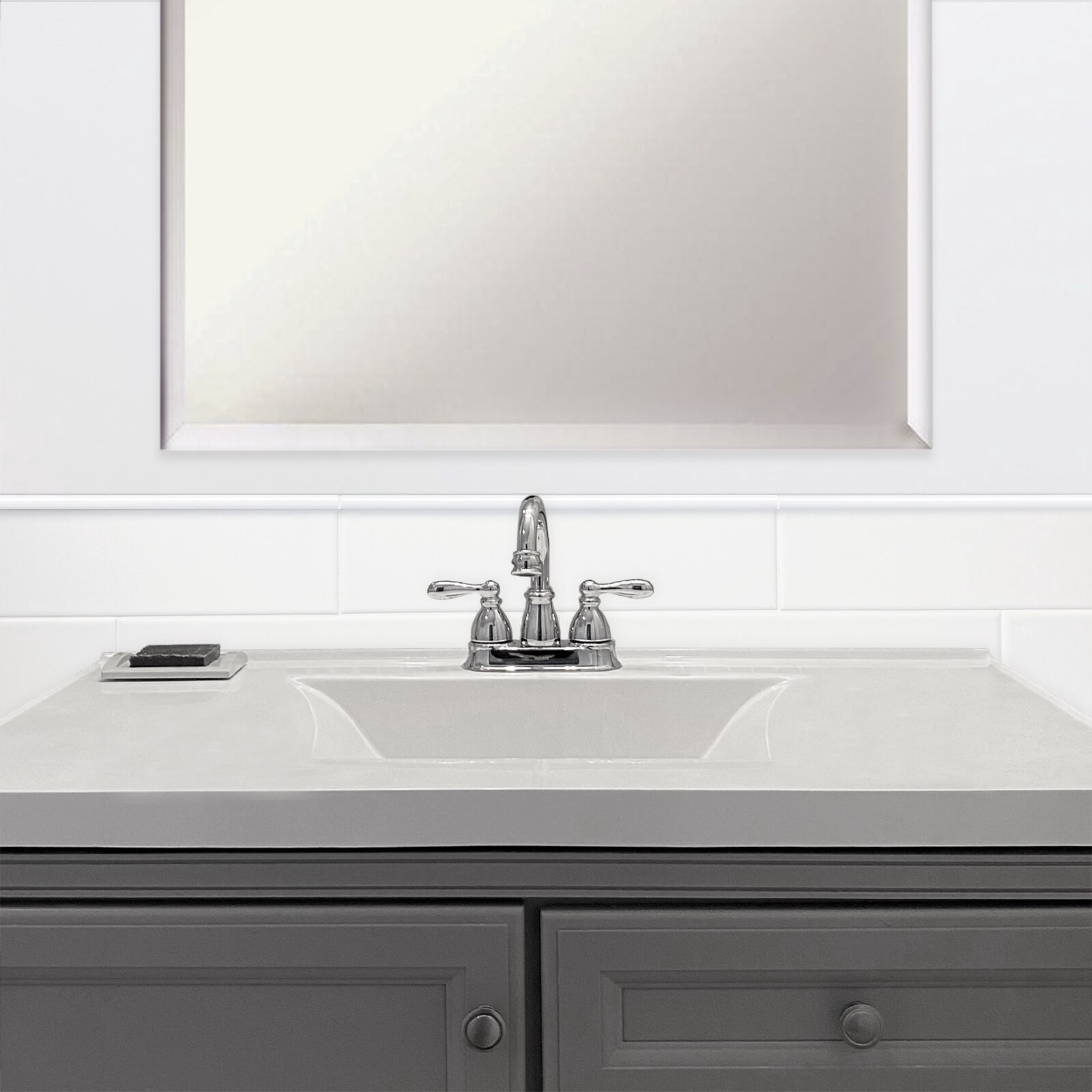 slide 4 of 6, allen + roth Bright white 1/2-in x 12-in Polished Composite Jolly Tile, 1 ct