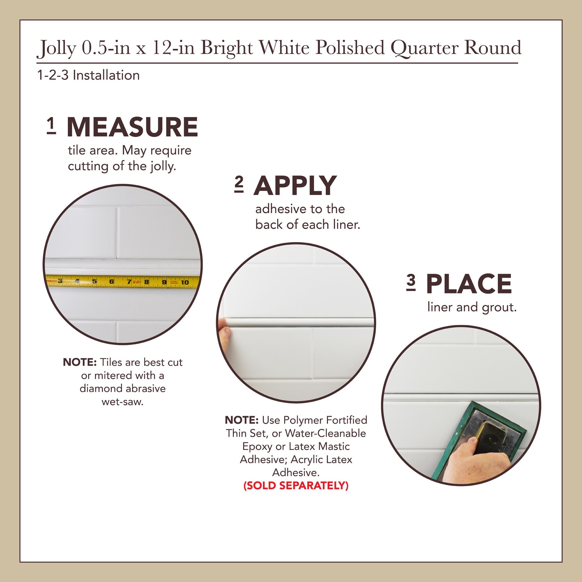 slide 6 of 6, allen + roth Bright white 1/2-in x 12-in Polished Composite Jolly Tile, 1 ct