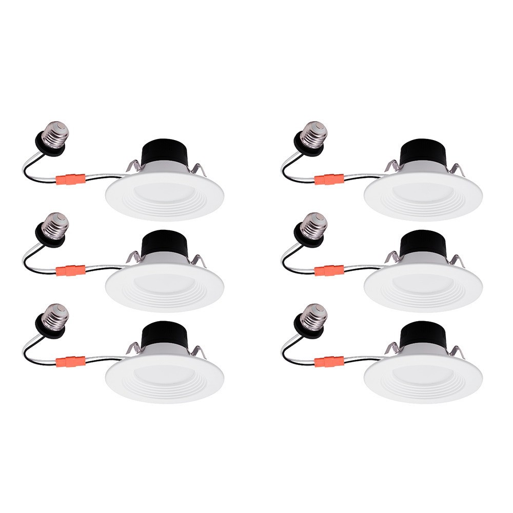 slide 1 of 6, Utilitech Color Changing White 4-in 600 -Lumens Switchable Round Dimmable LED Wet rated Recessed Downlight 6 -Pack, 1 ct