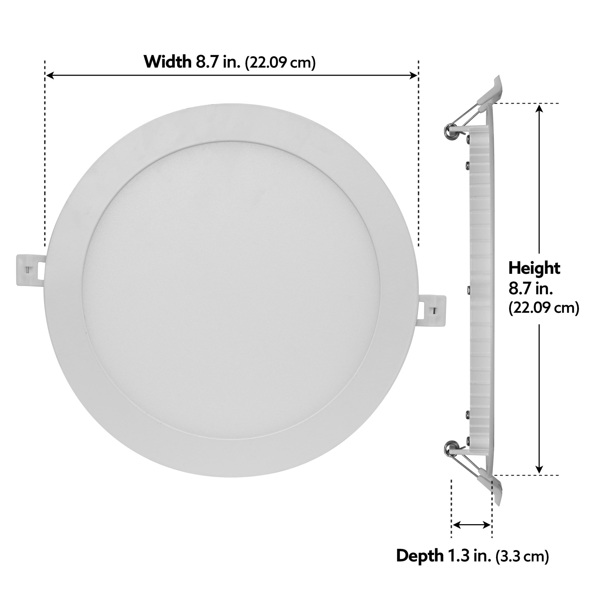 slide 6 of 6, Utilitech High Output Color Choice White 8-in 1200 -Lumens Switchable white Round Dimmable LED Canless Damp rated Recessed Downlight, 1 ct
