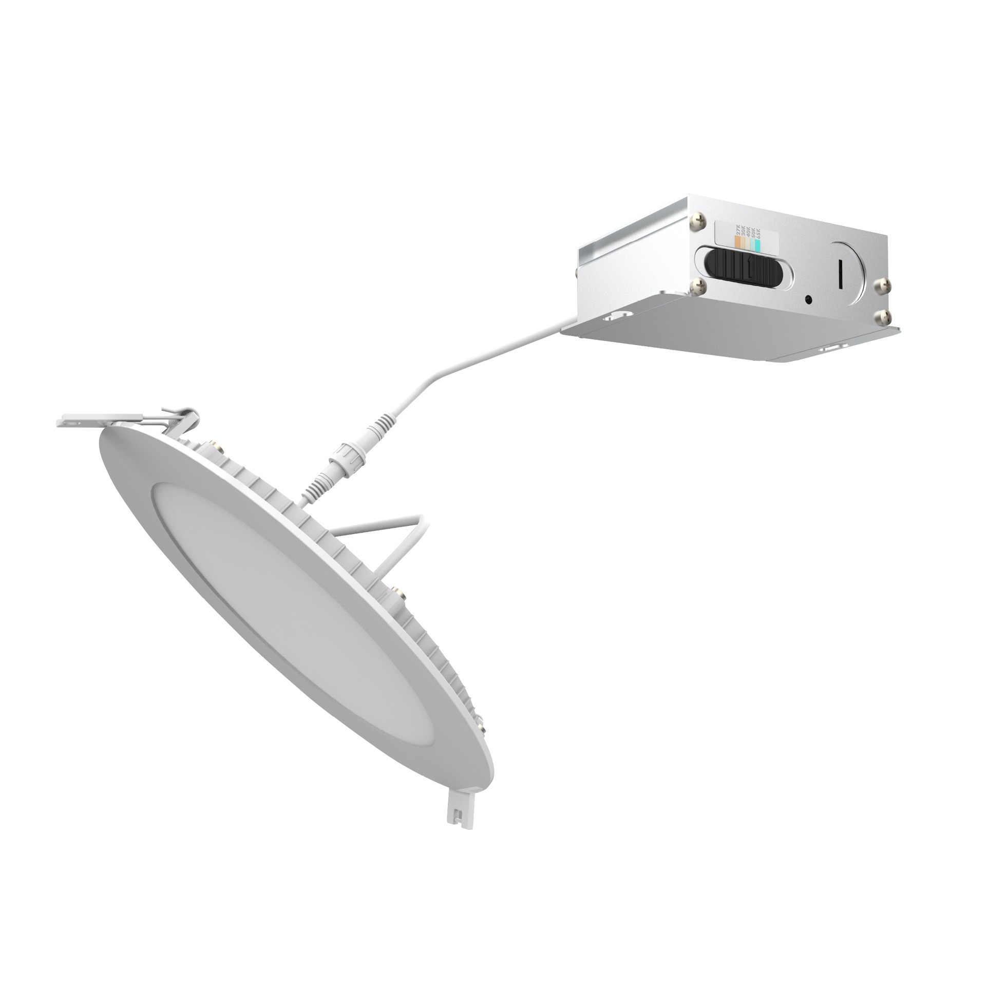slide 1 of 6, Utilitech High Output Color Choice White 5-in or 6-in 1200 -Lumens Switchable white Round Dimmable LED Canless Damp rated Recessed Downlight, 1 ct