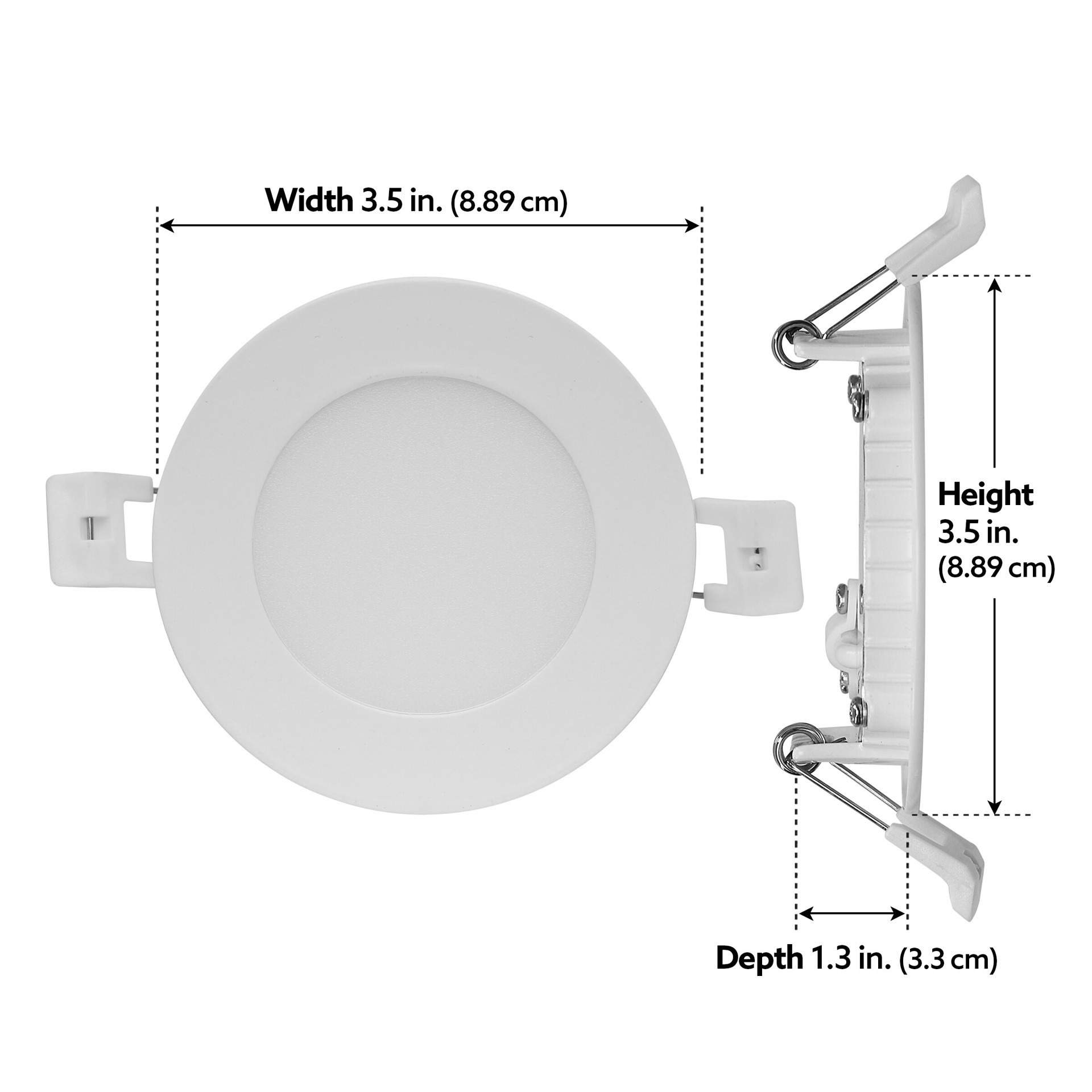 slide 4 of 6, Utilitech Color Choice White 3-in 500 -Lumens Switchable white Round Dimmable LED Canless Damp rated Recessed Downlight, 1 ct