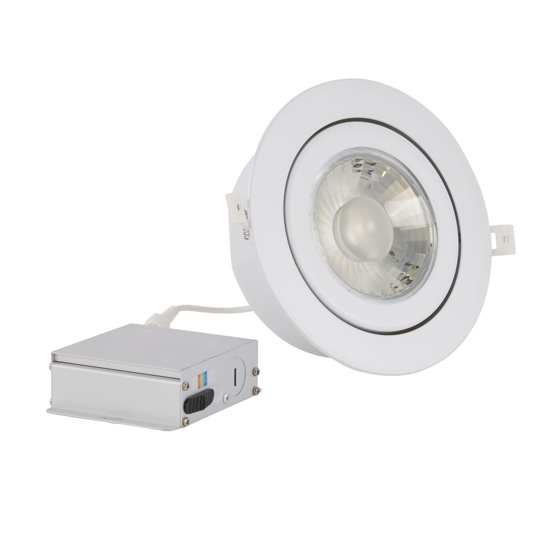slide 4 of 6, Utilitech Gimbal Color Choice White 5-in or 6-in 850 -Lumens Switchable white Round Dimmable LED Canless Wet rated Recessed Downlight, 1 ct