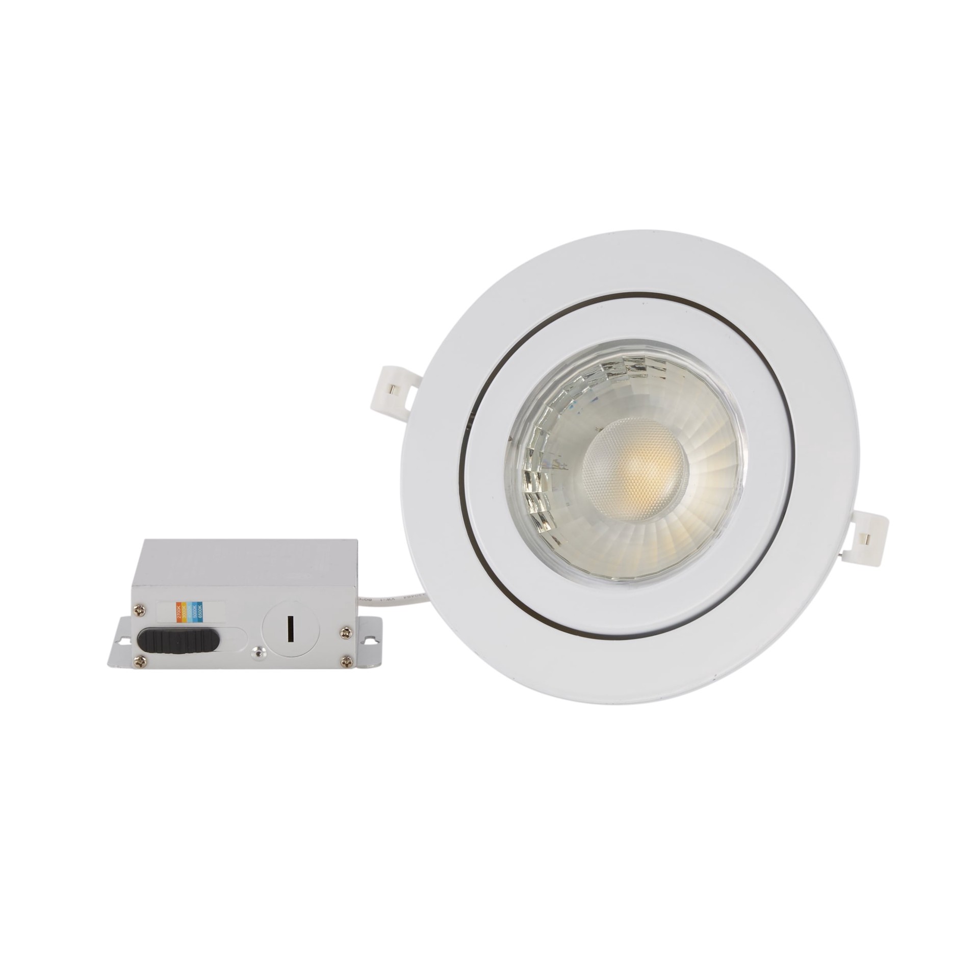 slide 1 of 6, Utilitech Gimbal Color Choice White 5-in or 6-in 850 -Lumens Switchable white Round Dimmable LED Canless Wet rated Recessed Downlight, 1 ct