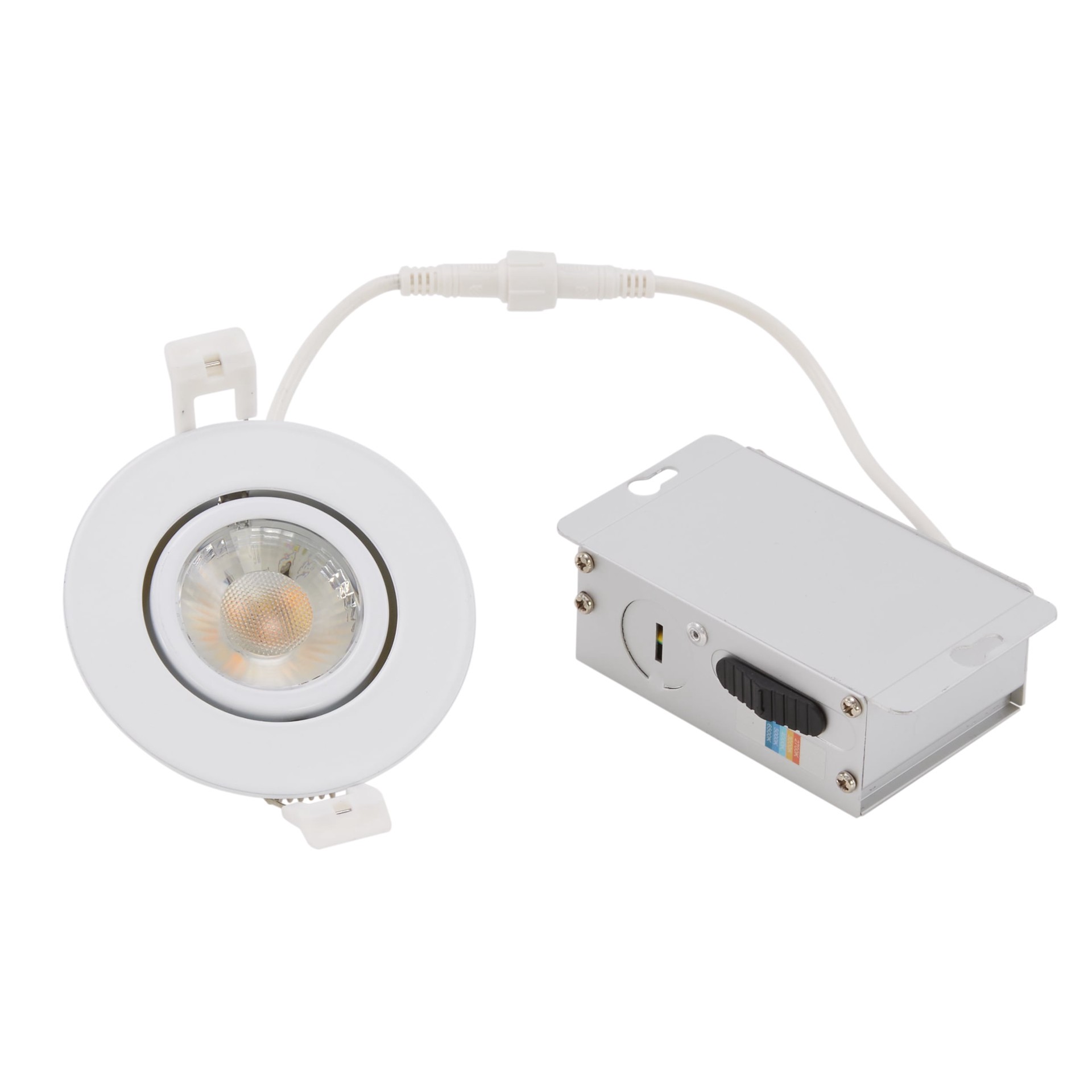 slide 1 of 6, Utilitech Gimbal Color Choice White 3-in 500 -Lumens Switchable white Round Dimmable LED Canless Wet rated Recessed Downlight, 1 ct