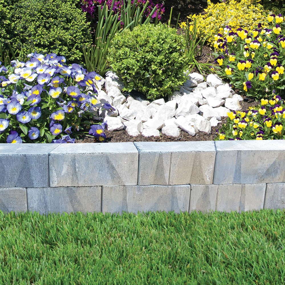slide 3 of 3, 5-in H x 13.022-in L x 7.625-in D Antique Pewter Concrete Retaining wall block, 1 ct