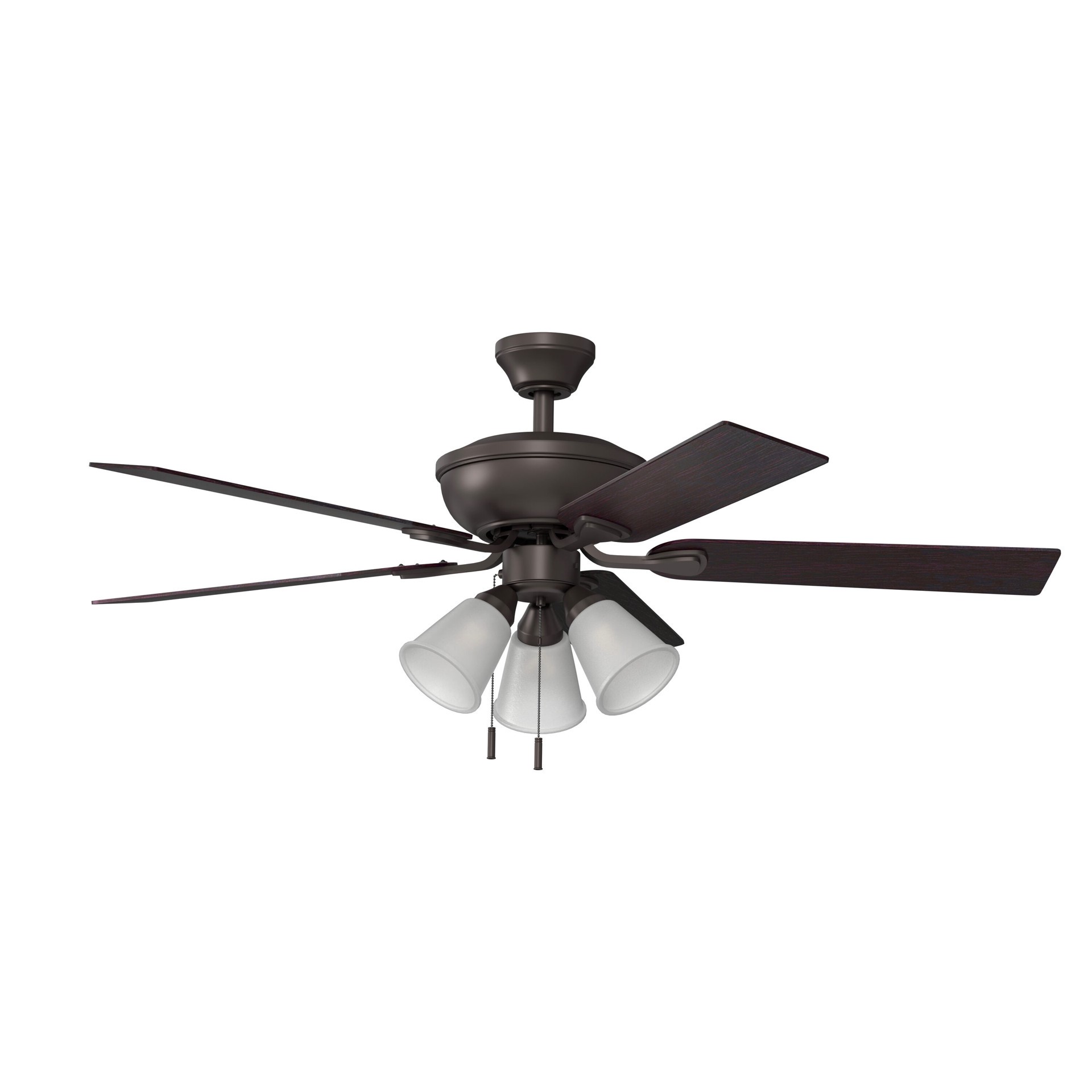 slide 3 of 6, Harbor Breeze Sailor Bay 52-in Dark Bronze with Sable/Auburn Blades Downrod or Flush Mount Ceiling Fan With Light 5 -Blade, 1 ct