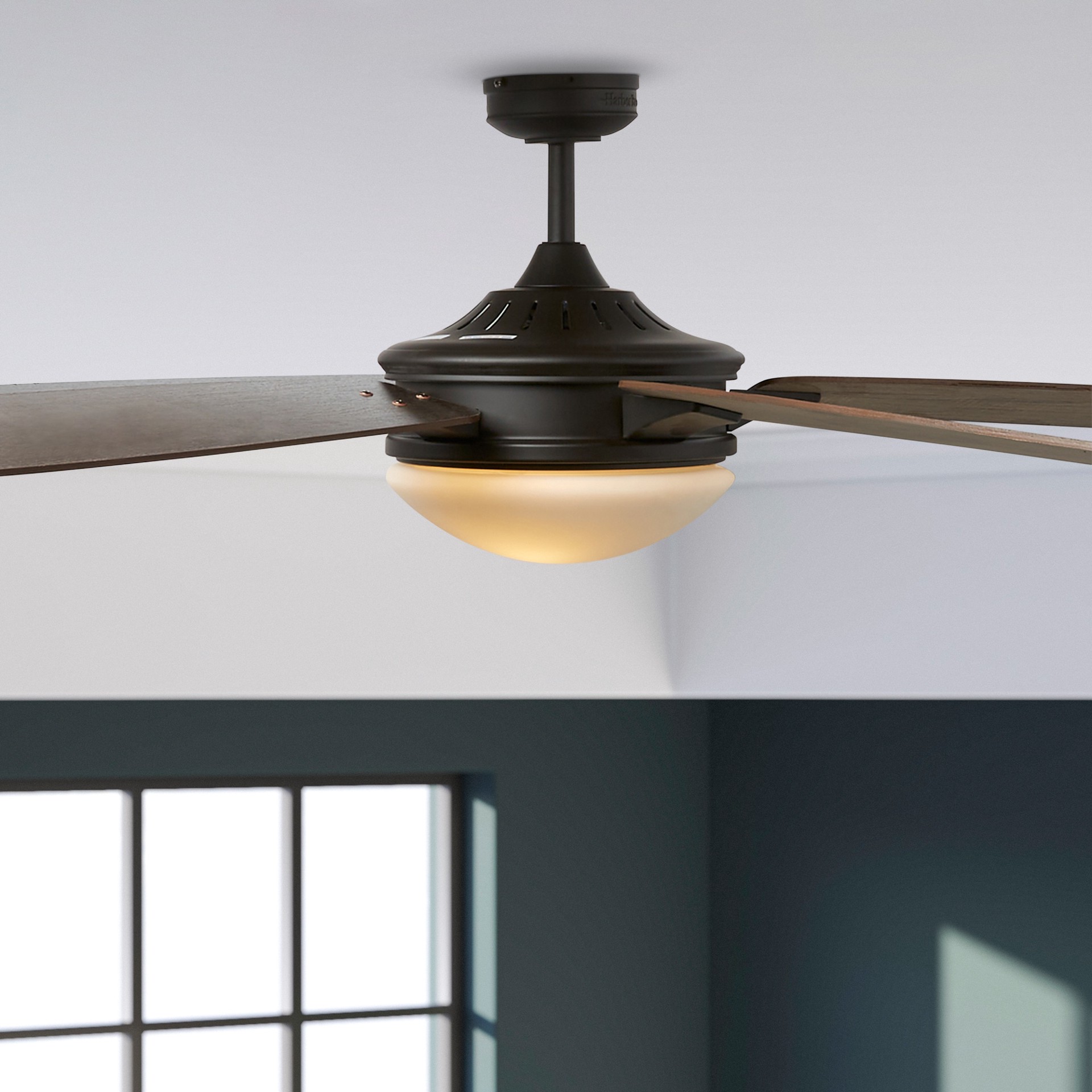 slide 2 of 6, Harbor Breeze Oakham 70-in Bronze with Mocha/Cocoa Blades Ceiling Fan With Light and Remote Included 5 -Blade, 1 ct