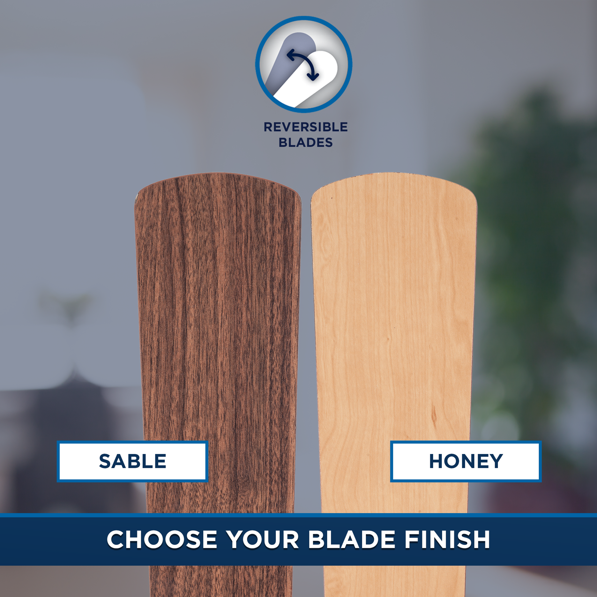 slide 5 of 6, Harbor Breeze Lansing 42-in Brushed Nickel with Sable/Honey Blades Downrod or Flush Mount Ceiling Fan With Light 5 -Blade, 1 ct