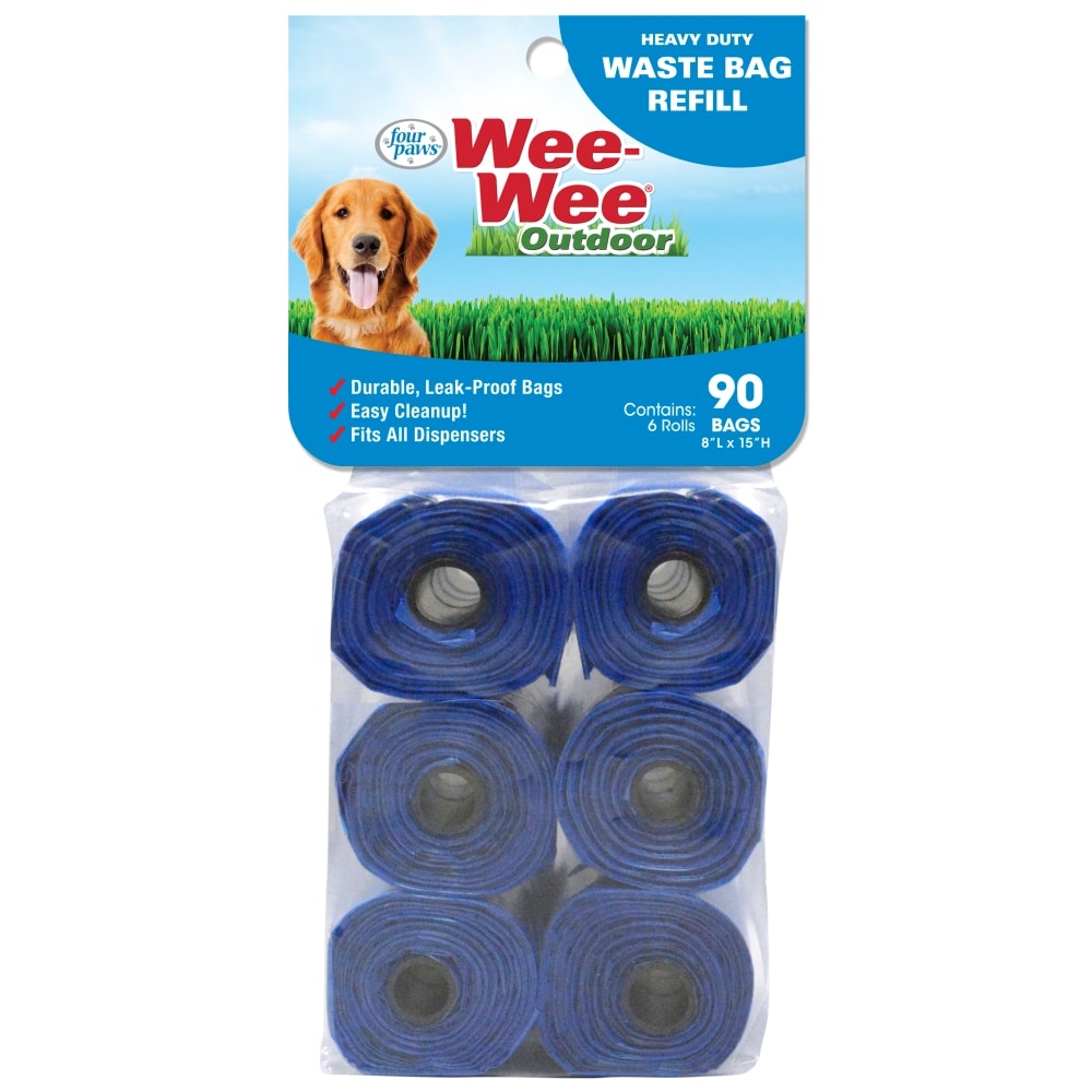 slide 1 of 1, Four Paws Wee-Wee Outdoor Waste Bags, 90 ct