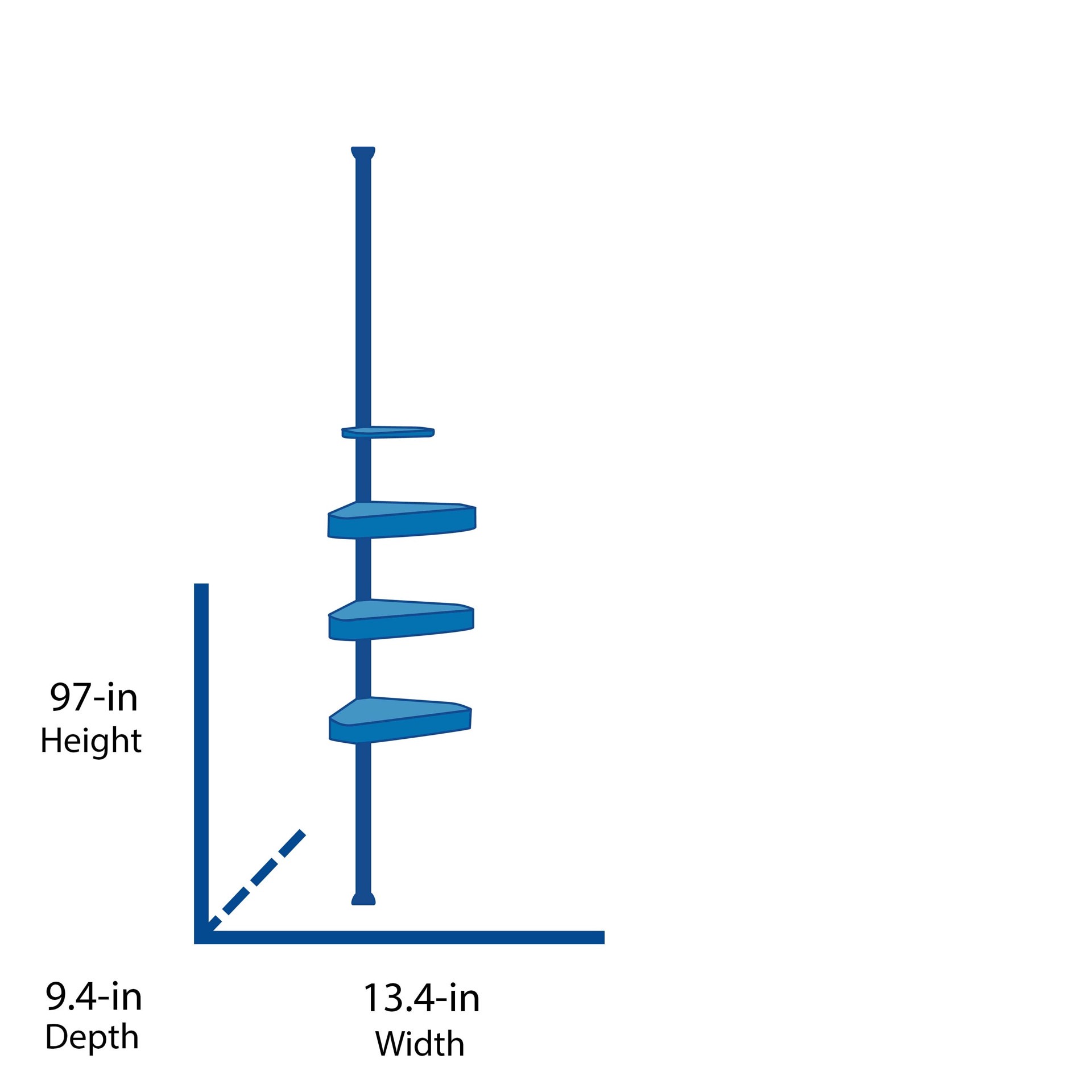 slide 2 of 6, Style Selections White Steel 4 -Shelf Tension pole Freestanding shower caddy 13.4-in x 9.4-in x 97-in, 1 ct