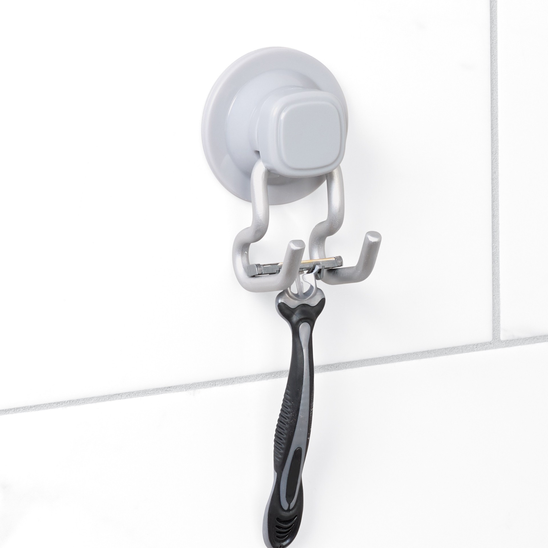 slide 3 of 6, Style Selections Satin Nickel Aluminum Hanging shower caddy 2.6-in x 2.3-in x 3.8-in, 1 ct