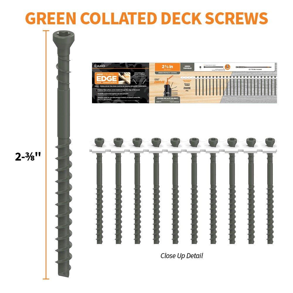 slide 1 of 6, CAMO #7 x 2-3/8-in Wood to wood Deck Screws ( 1000 -Per Box ), 1 ct