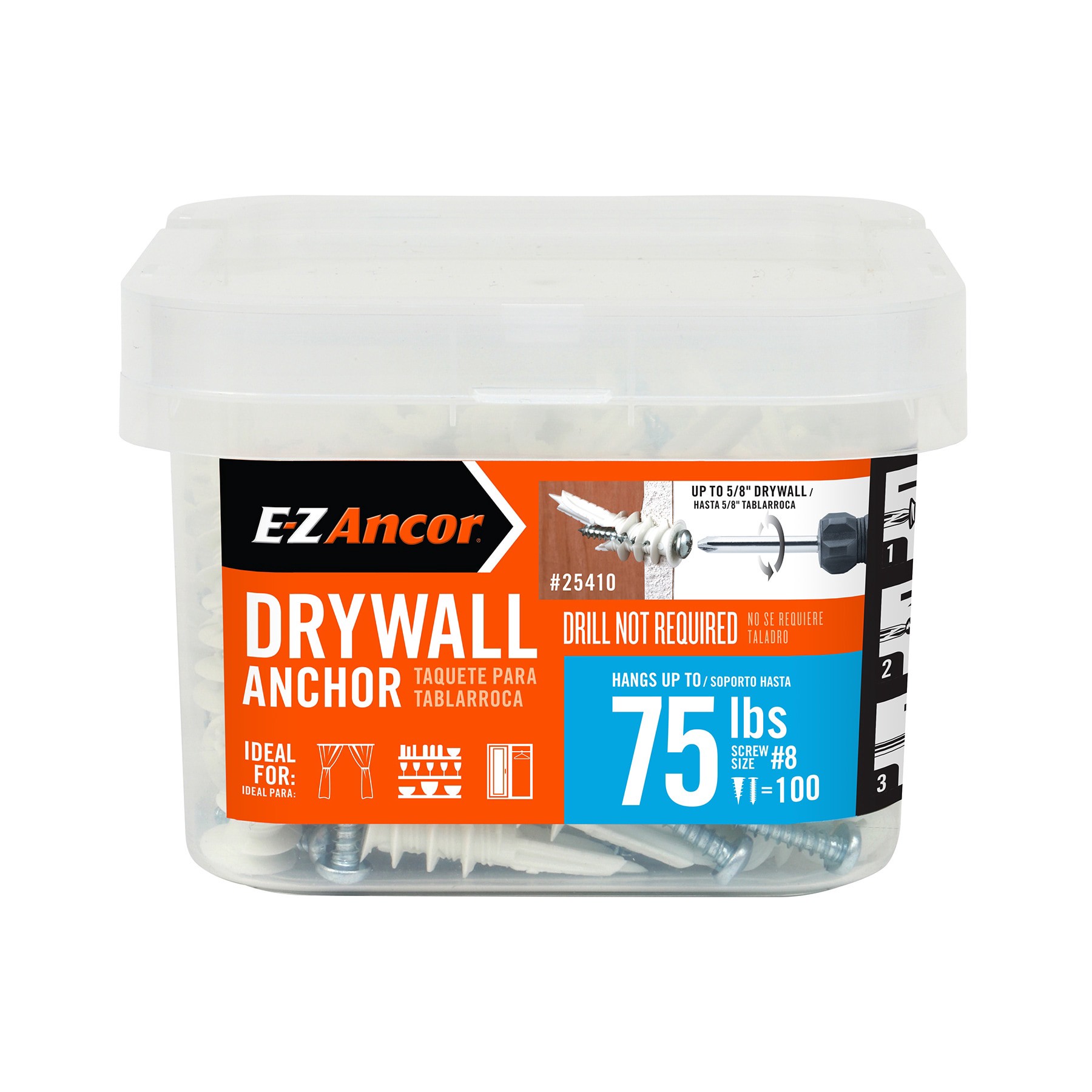 slide 1 of 6, E-Z Ancor 75-lb #8 x 1-9/16-in Self-Drilling Anchors with Screws Included 100 -Pack, 1 ct