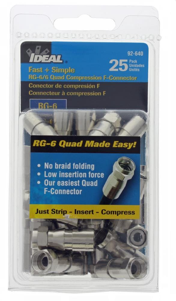 slide 6 of 6, IDEAL 25 -Pack Brass Compression F-connector, 1 ct
