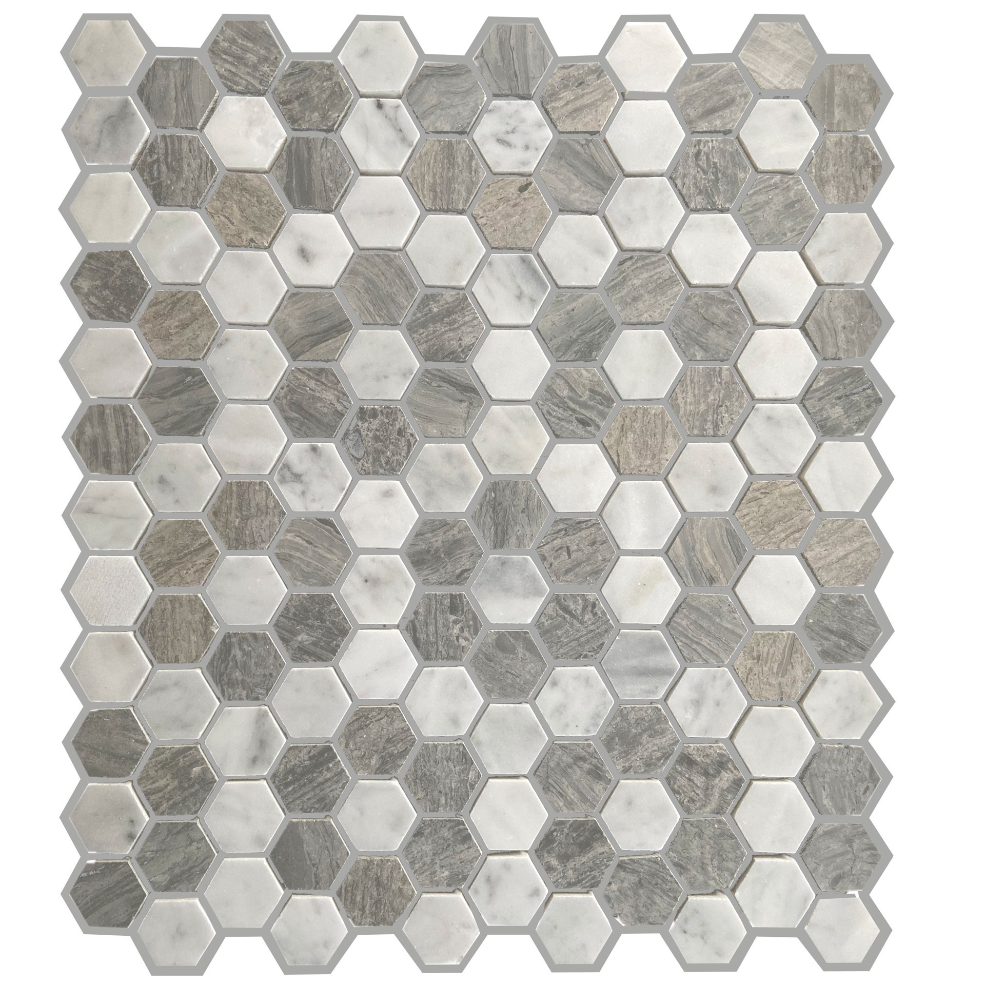 slide 4 of 6, GBI Tile & Stone Inc. Fiore Fiore Grey 10-in x 12-in Honed Natural Marble Round Mosaic Floor and Wall Tile ( 0.83-sq ft Piece ), 1 ct