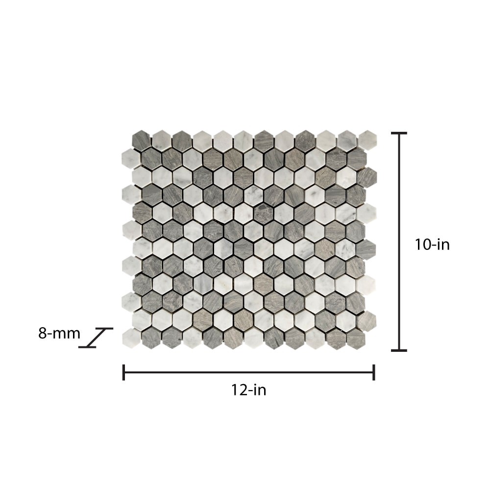 slide 5 of 6, GBI Tile & Stone Inc. Fiore Fiore Grey 10-in x 12-in Honed Natural Marble Round Mosaic Floor and Wall Tile ( 0.83-sq ft Piece ), 1 ct