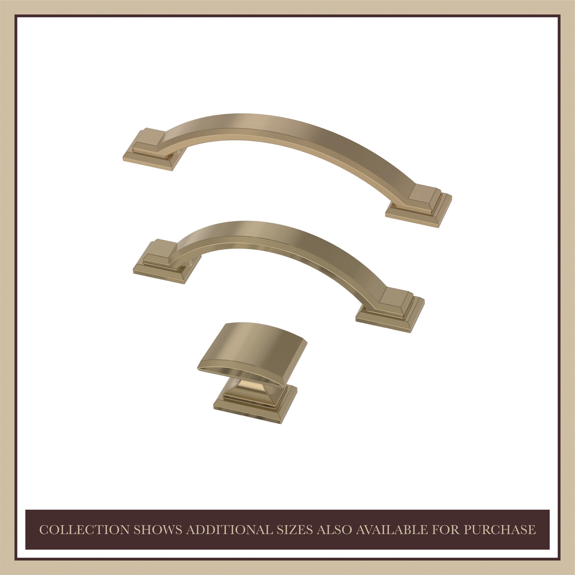 slide 3 of 6, allen + roth Eugene 3-in , 76mm Center to Center Champagne Bronze Arch Handle Drawer Pull, 1 ct