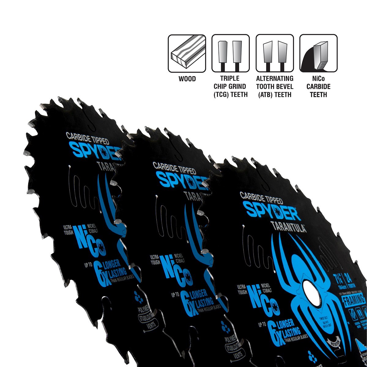 slide 3 of 6, Spyder Framing 6-1/2-in 24-Tooth Rough Finish Tungsten Carbide-tipped Steel Circular Saw Blade, 1 ct