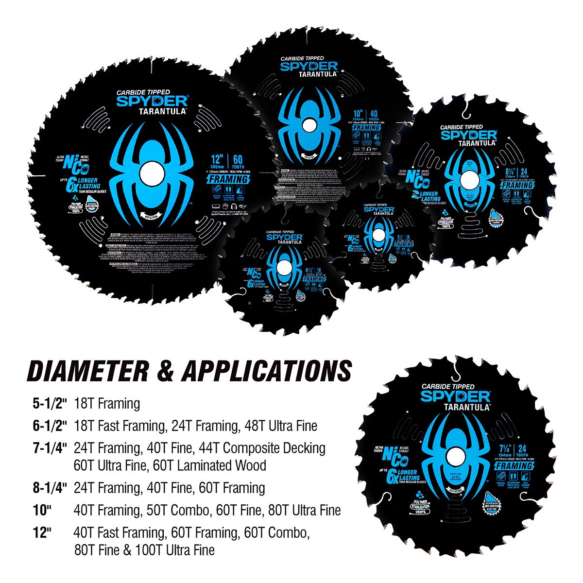 slide 5 of 6, Spyder Framing 6-1/2-in 24-Tooth Rough Finish Tungsten Carbide-tipped Steel Circular Saw Blade, 1 ct