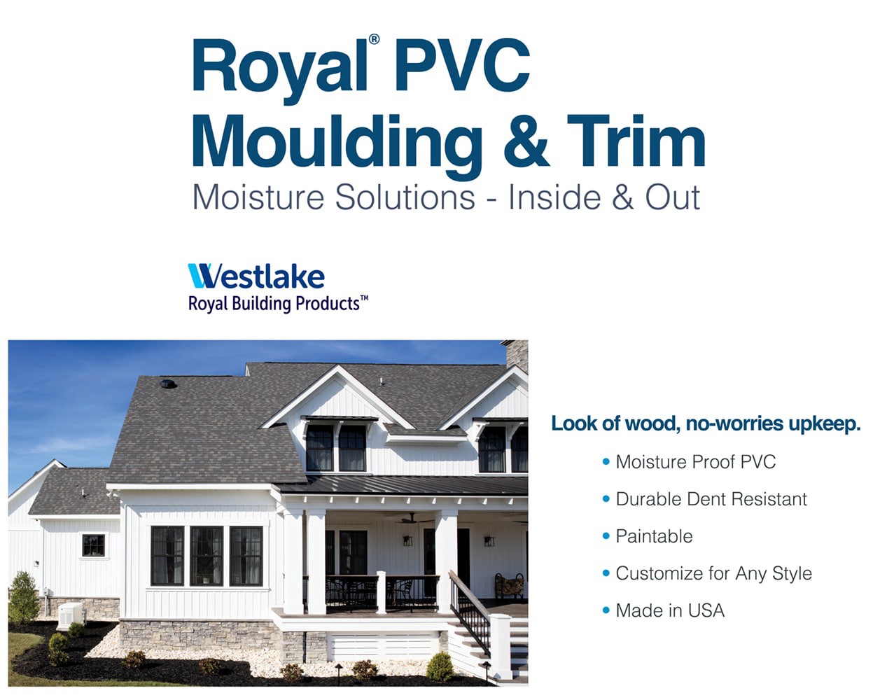 slide 6 of 6, Royal Building Products 3/8-in x 24-in x 4-ft Reversible (Smooth/Wood grain) PVC Trim Board, 1 ct