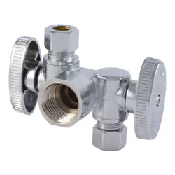 SharkBite 1/2-in FIP x 3/8-in OD Compression Brass Quarter turn Stop Dual shut-off valve