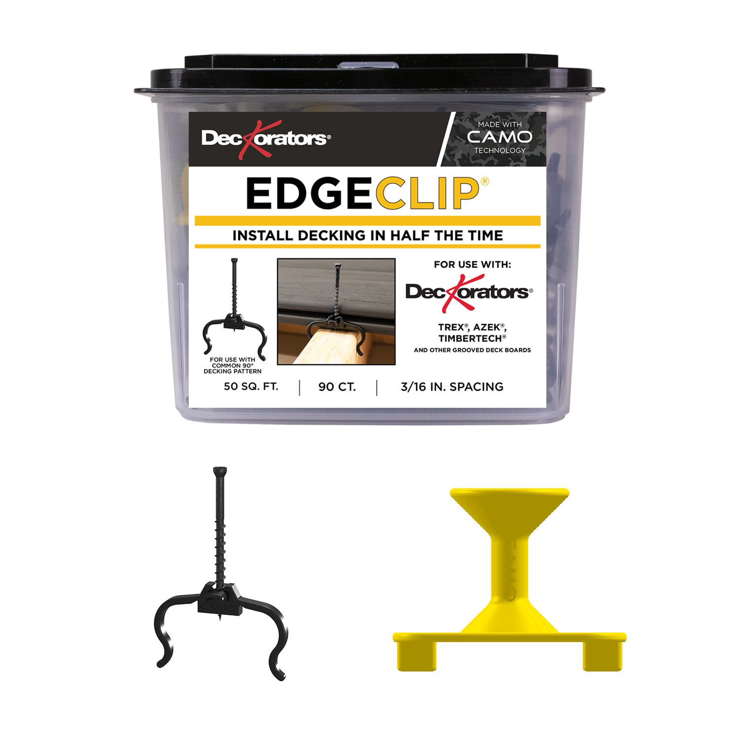 slide 1 of 6, CAMO Edge Clip Deck clips Black Hidden Deck Fastener 50 Square feet ( 90 -Pack ), 1 ct