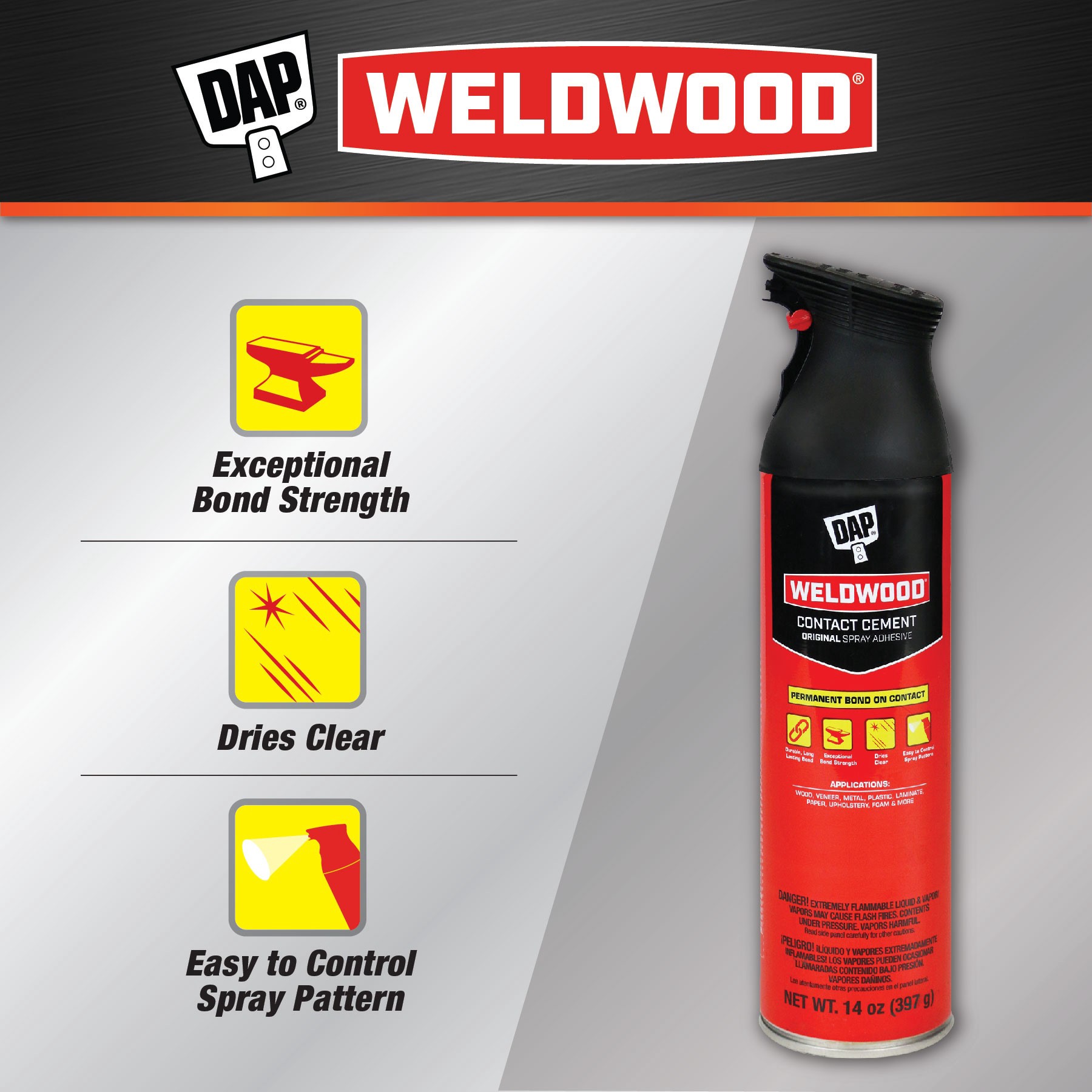 slide 2 of 6, DAP Weldwood 14-fl oz Liquid Contact Cement Waterproof, Quick Dry, Multipurpose Adhesive, 