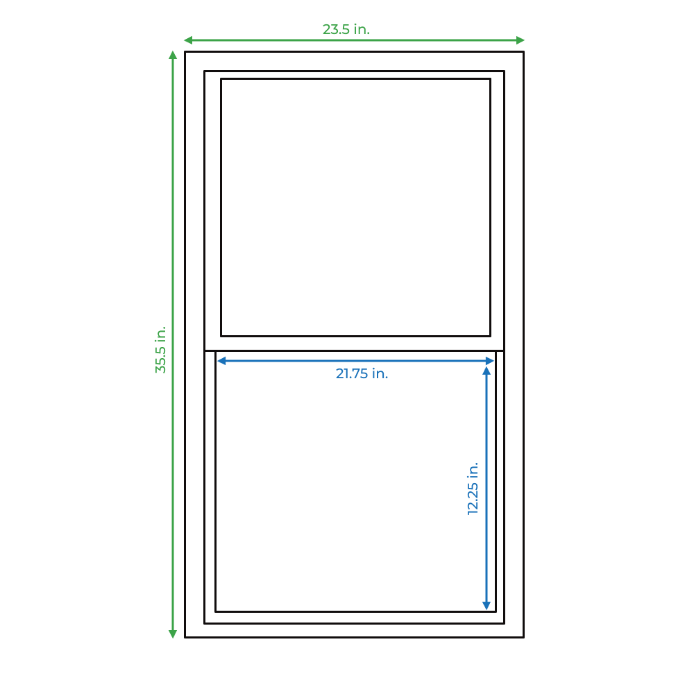 slide 3 of 6, RELIABILT 46000 Series 23-1/2-in x 35-1/2-in Black Exterior Aluminum New Construction Single Hung Window Low-E Double Pane Glass (Half Screen Included), 1 ct