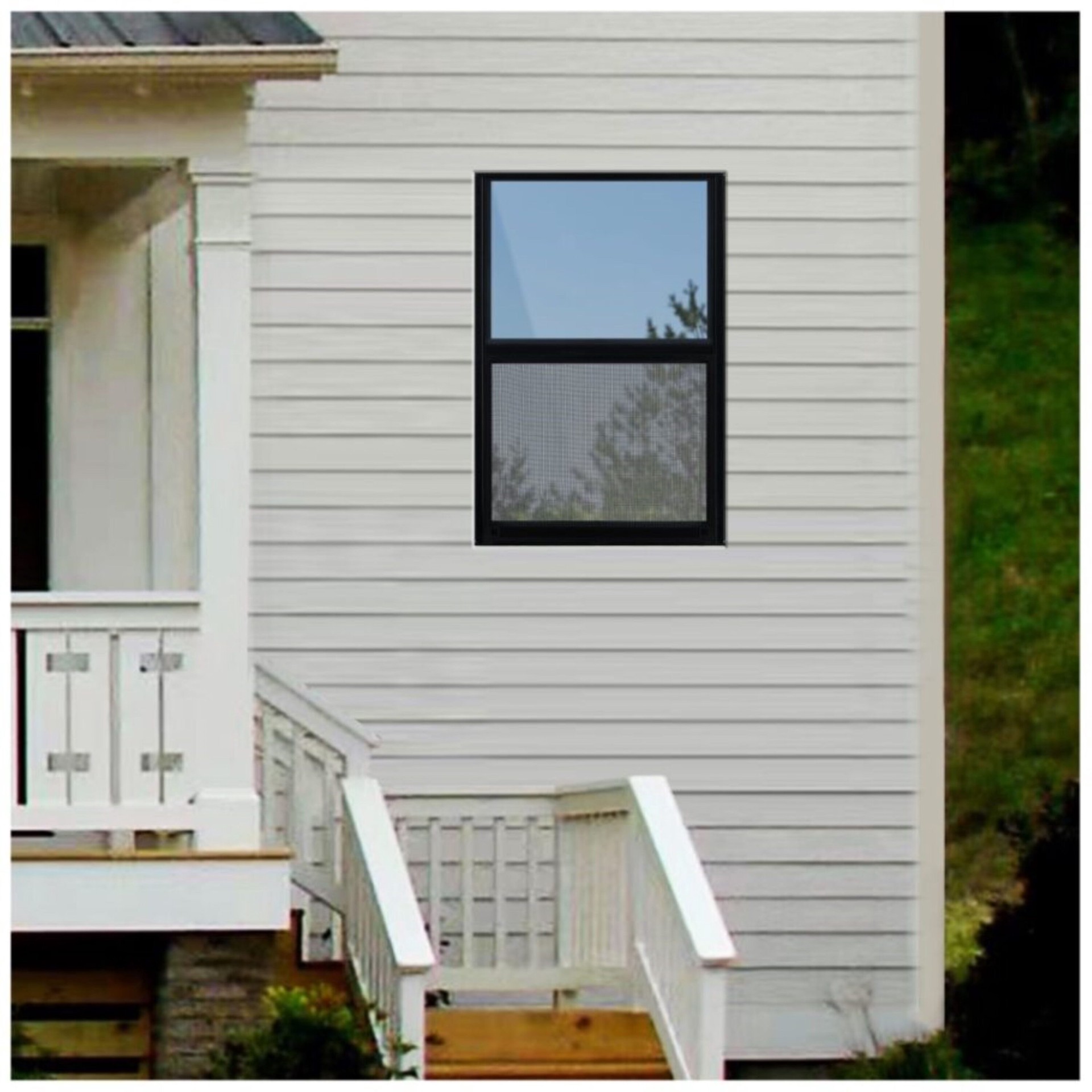 slide 4 of 6, RELIABILT 46000 Series 23-1/2-in x 35-1/2-in Black Exterior Aluminum New Construction Single Hung Window Low-E Double Pane Glass (Half Screen Included), 1 ct