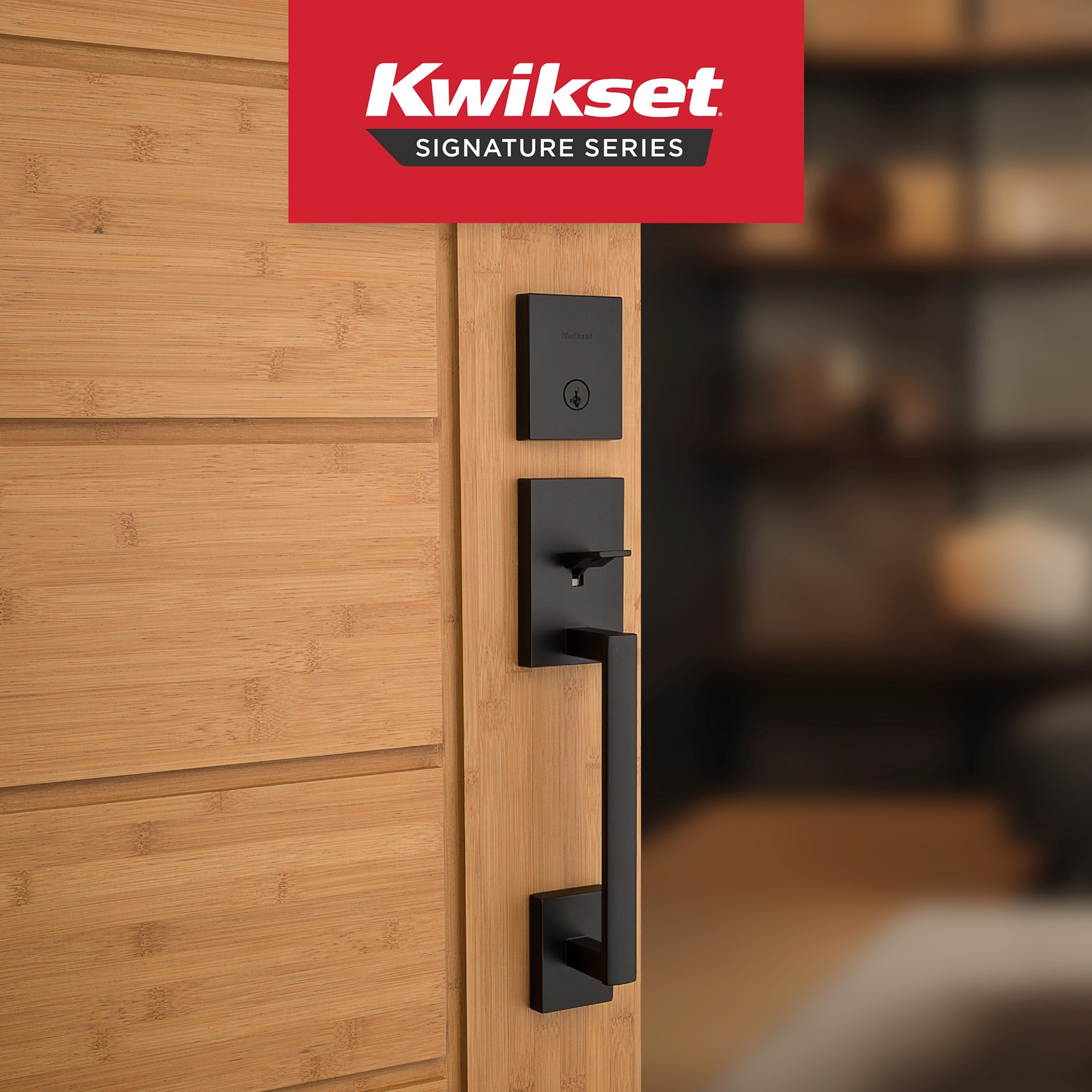 slide 2 of 6, Kwikset Signature Series San Clemente Matte Black Exterior Single-Cylinder Deadbolt and Keyed Entry Door Handleset ft. SmartKey Security, 1 ct