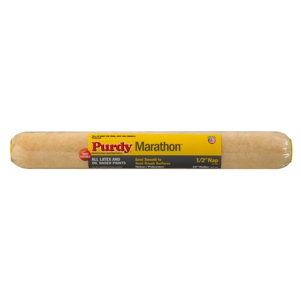 slide 1 of 6, Purdy 18.0-in x 1/2-in Nap Marathon Standard Knit Paint Roller Cover, 1 ct
